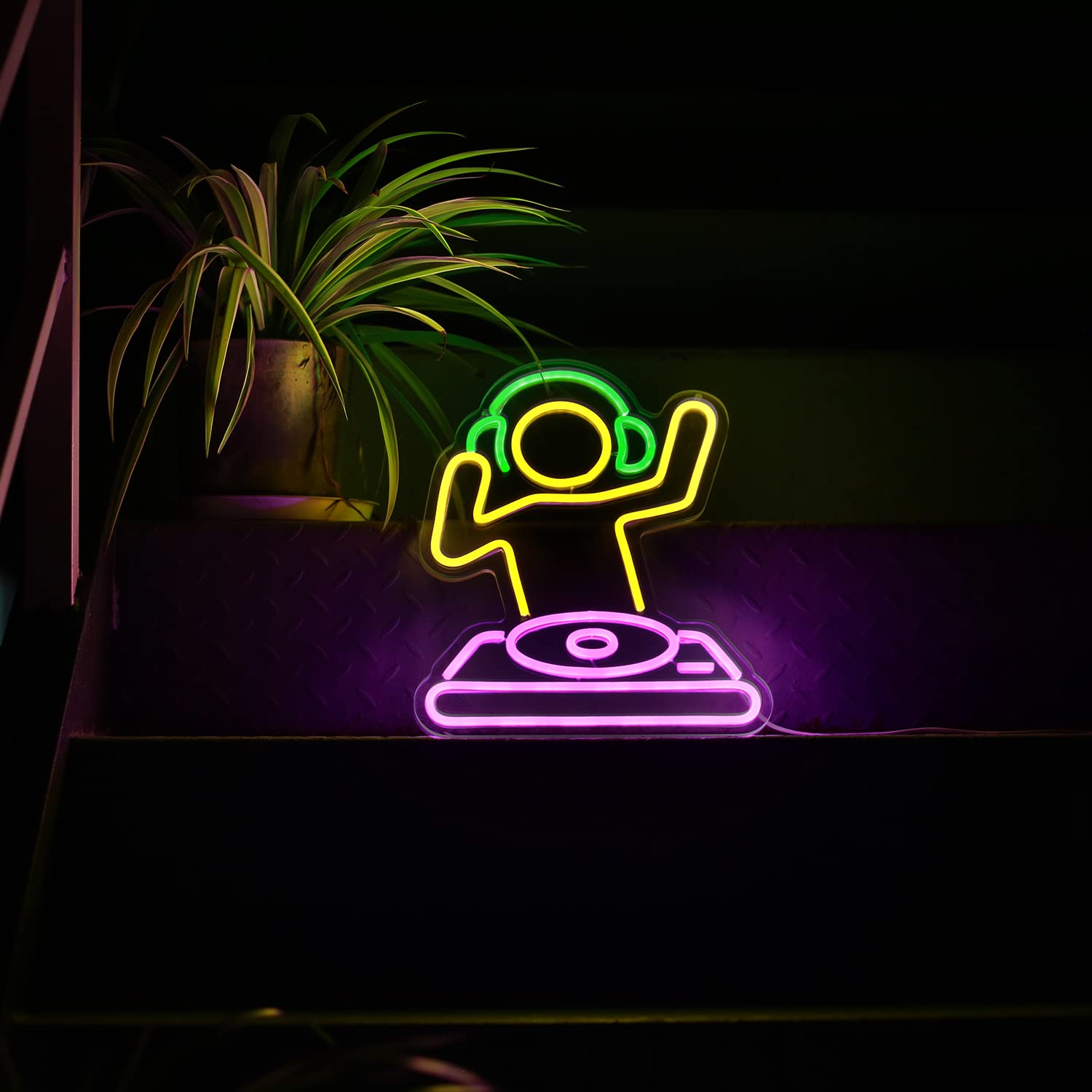 Dj Player Neon Sign For Bar Usb Operated Neon Light Sign For Man Cave, Anime Neon Sign Dimmable Led Neon Light For Wall Decor, Cute Neon Led Sign For Bar Party Wall Art Decoration