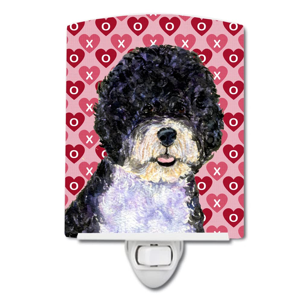 Carolines Treasures Ceramic Night Light, Portuguese Water Dog Hearts, UL-Certified, 6x4x3in, Multicolor, Model SS4490CNL