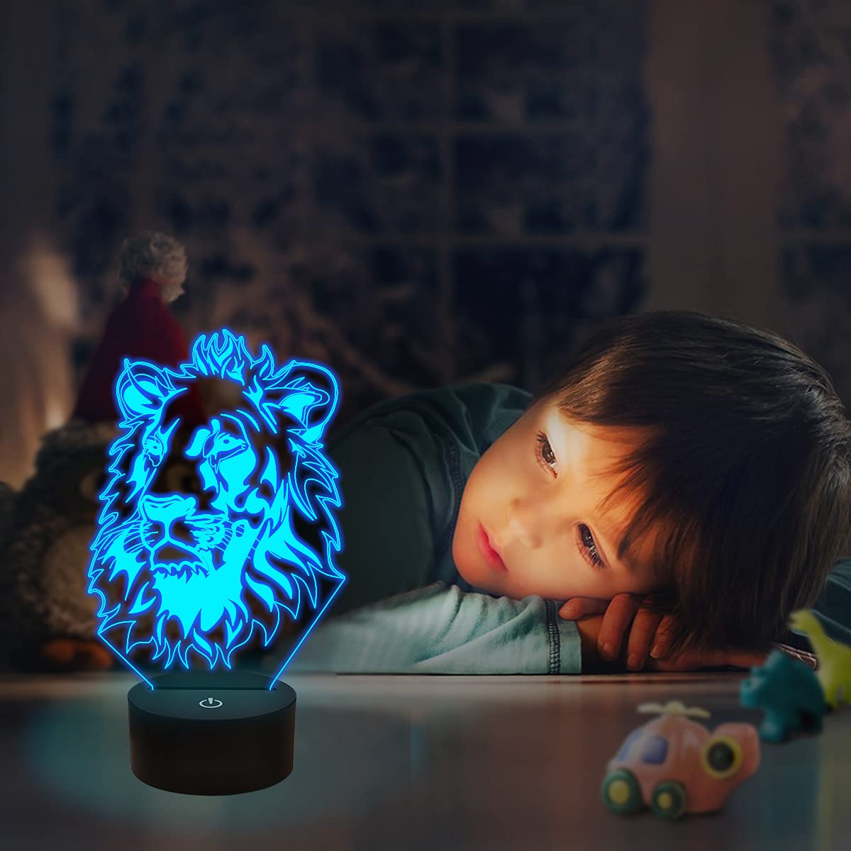 FULLOSUN 3D Lion Night Light Lamp with Remote, 16 Color Changing, Acrylic Bedside Decor for Kids, Model FS-AMZ-JULY