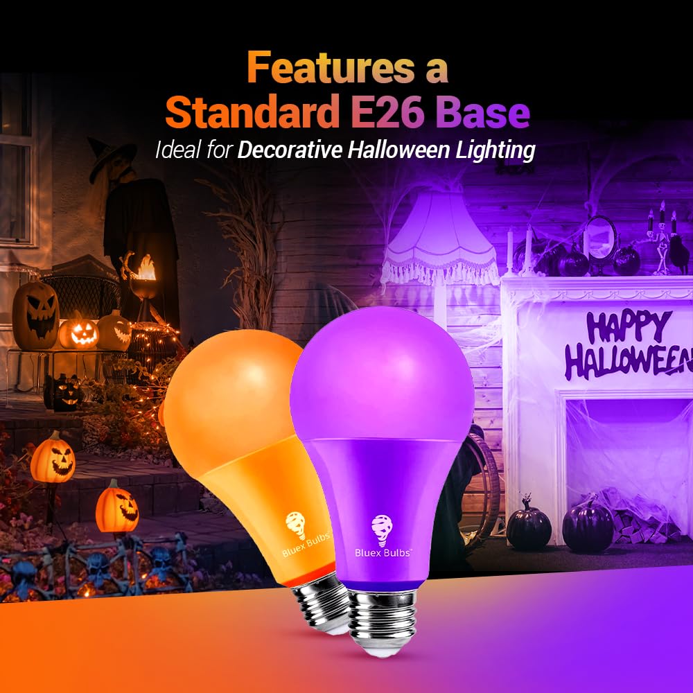 2 Pack Bluex Led A21 Purple Light Bulbs - 15W (120Watt Equivalent) - E26 Base Purple Led Purple Bulb, Party Decoration, Porch, H