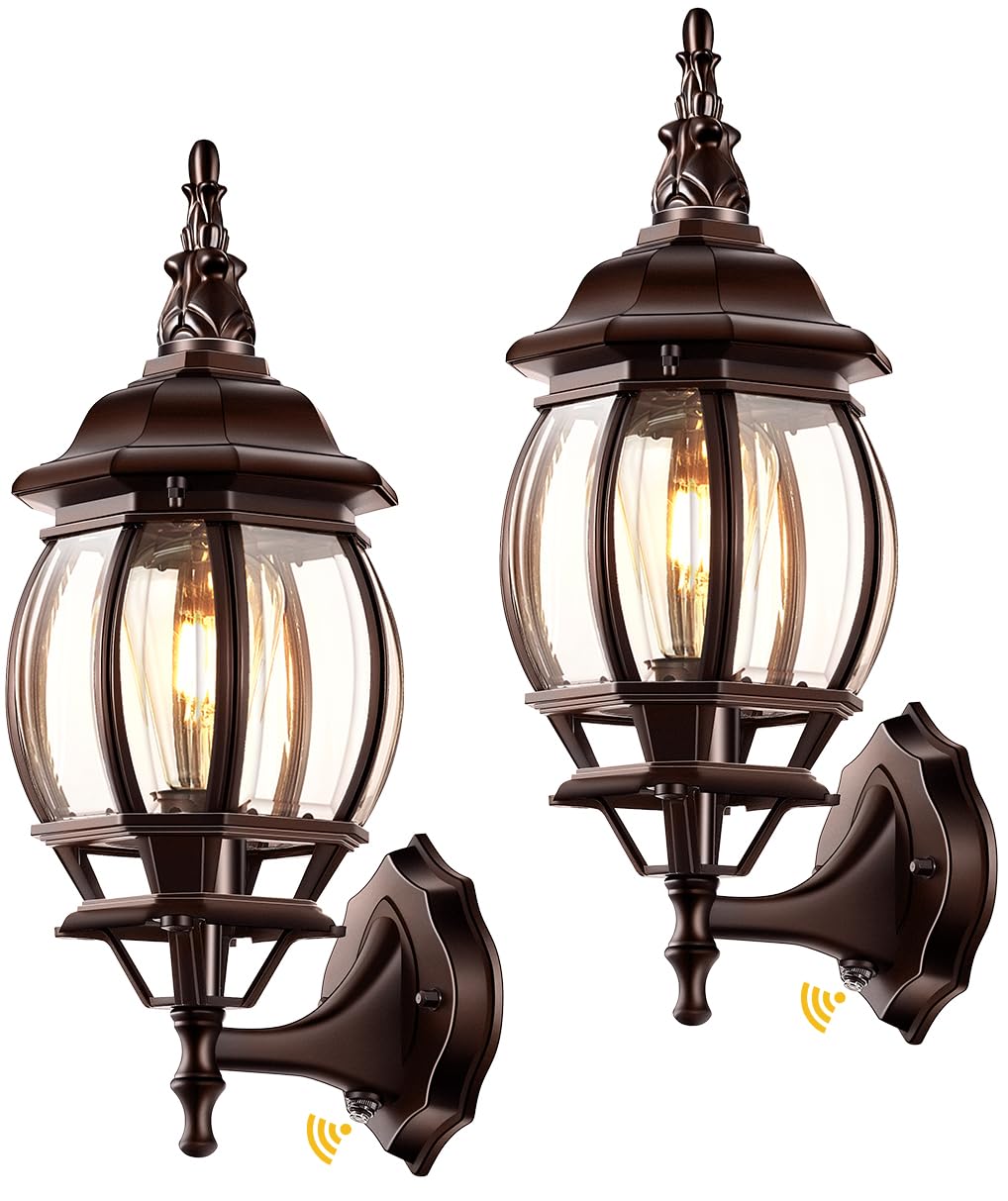 VIANIS 2-Pack Oil Rubbed Bronze Dawn to Dusk Outdoor Light  Outside Lighting Fixtures for House  100% Aluminium Exterior Porch Lights Wall Mount  Modern Garage Sconce Lights Outdoor Wall Lantern Lamps