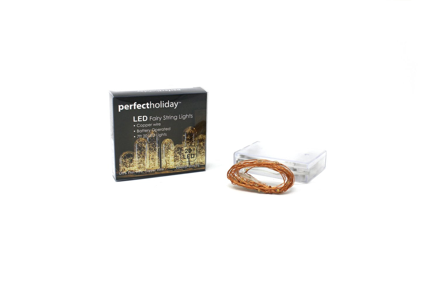 Perfect Holiday 20 2M LED Battery Operated Lights, Warm White, Copper, Model 600098.0