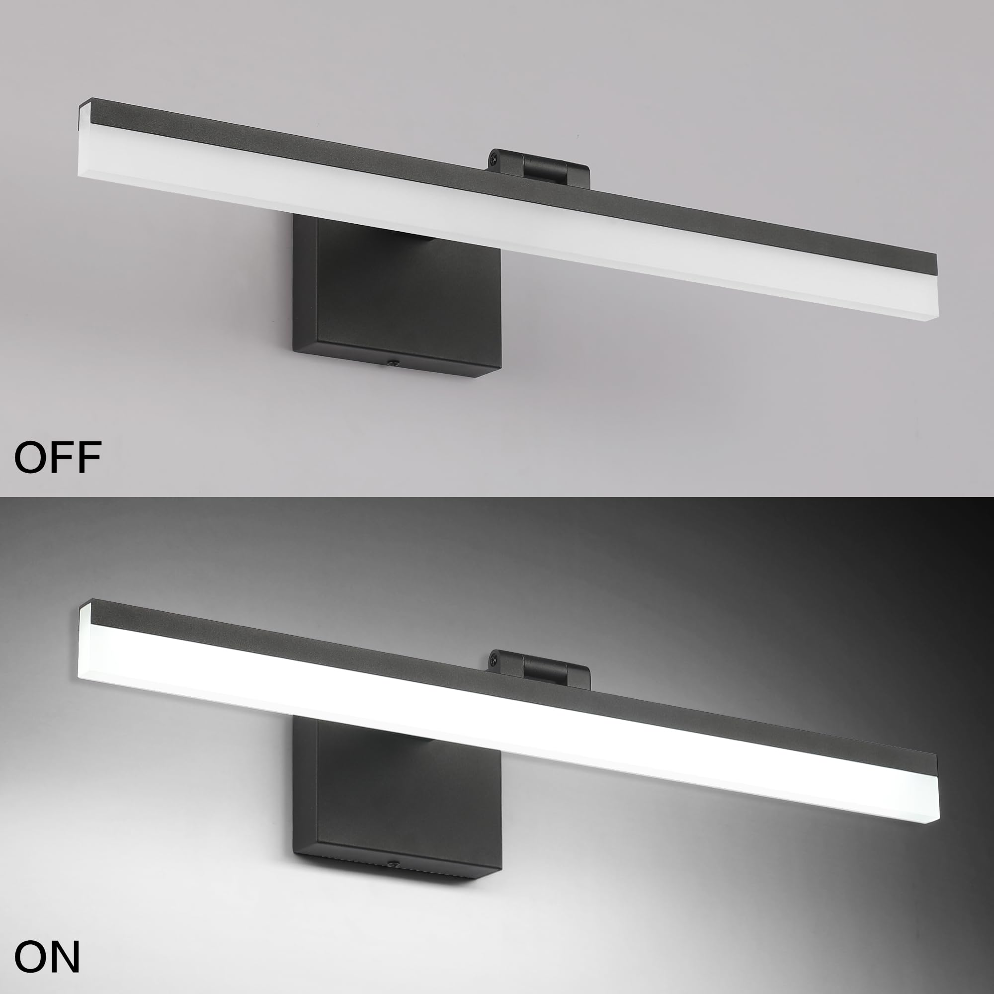 SOLFART LED Bathroom Light Fixture 5CCT Dimmable 24-inch Black Aluminum Vanity Light Over Mirror