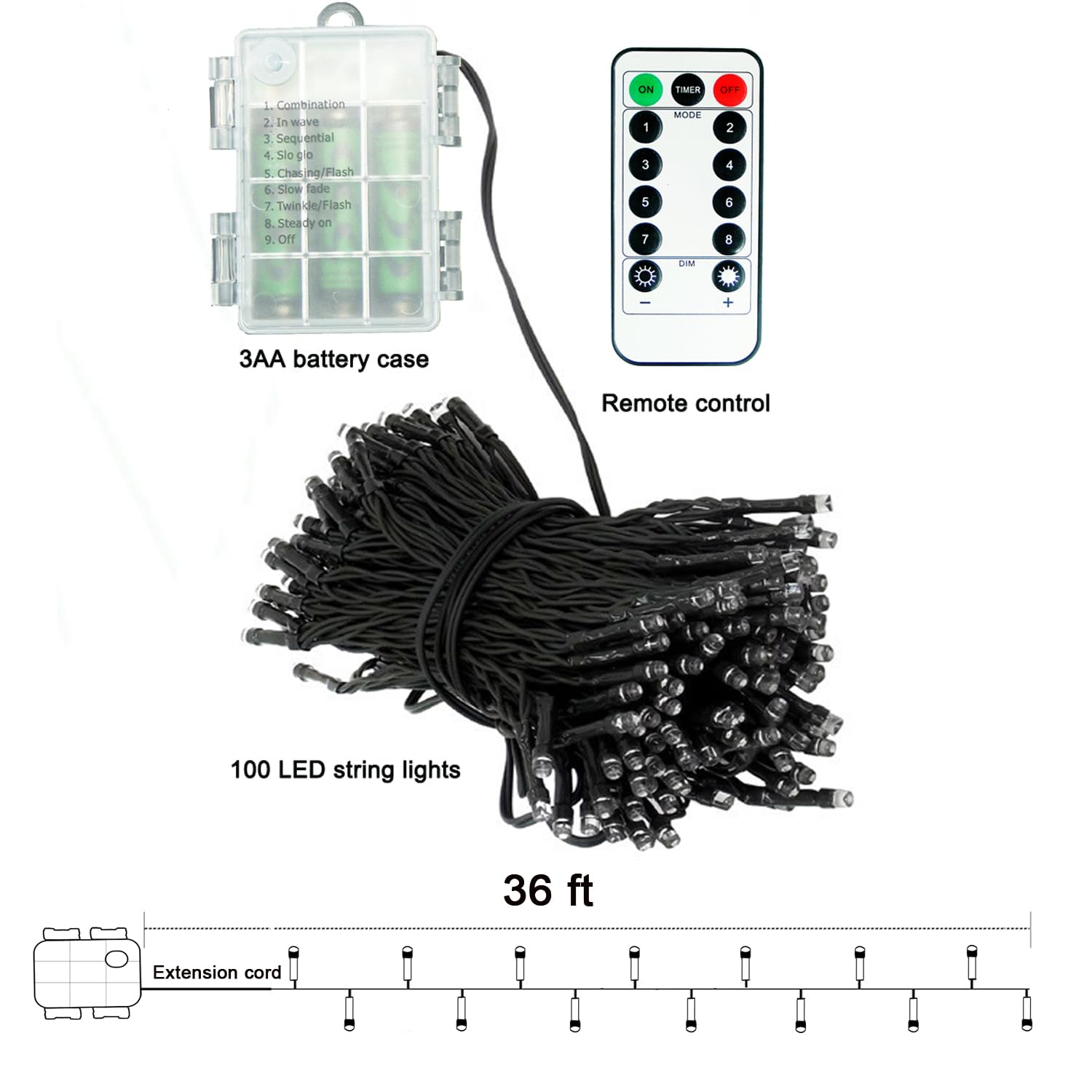 HYODREAM Battery Remote Control String Lights, Christmas Lights 100 LED Clear Mini Lights for Christmas Tree Wedding Indoor Outd