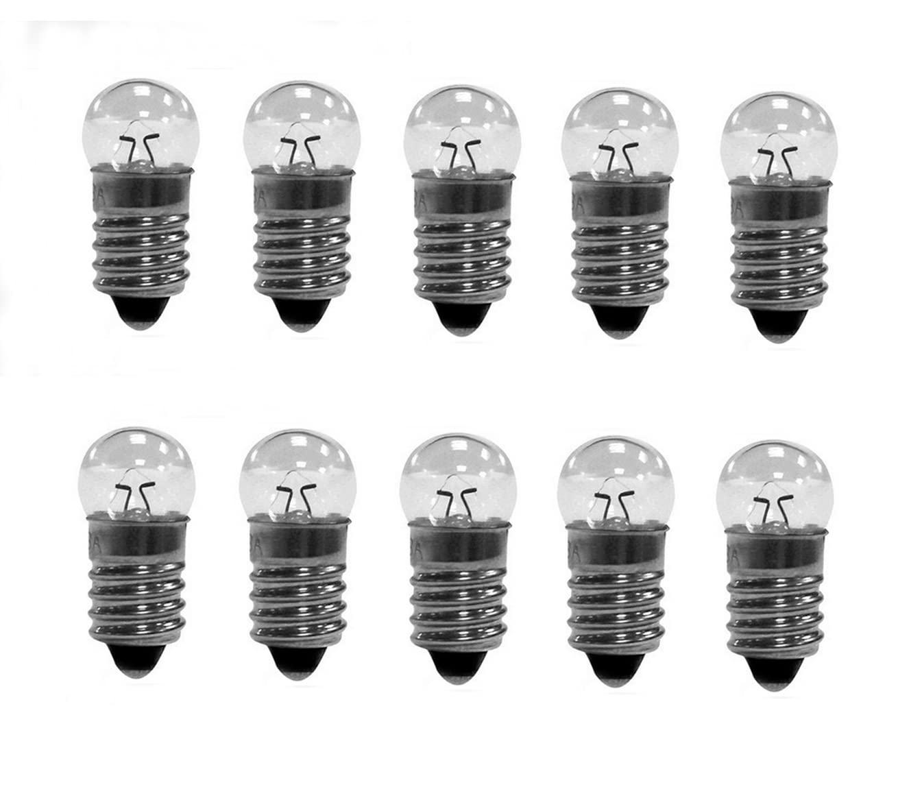 Generic 10pcs E10 Mini Light Bulbs, Incandescent, 1.5V 0.3A, Glass, White