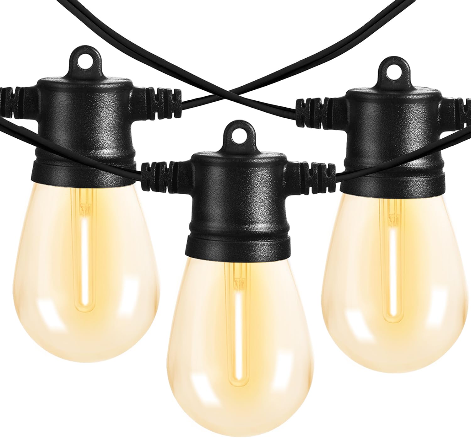Banord Outdoor String Lights, 51FT Waterproof Black Patio Lights, 18 Shatterproof LED Bulbs, Model Chalpr