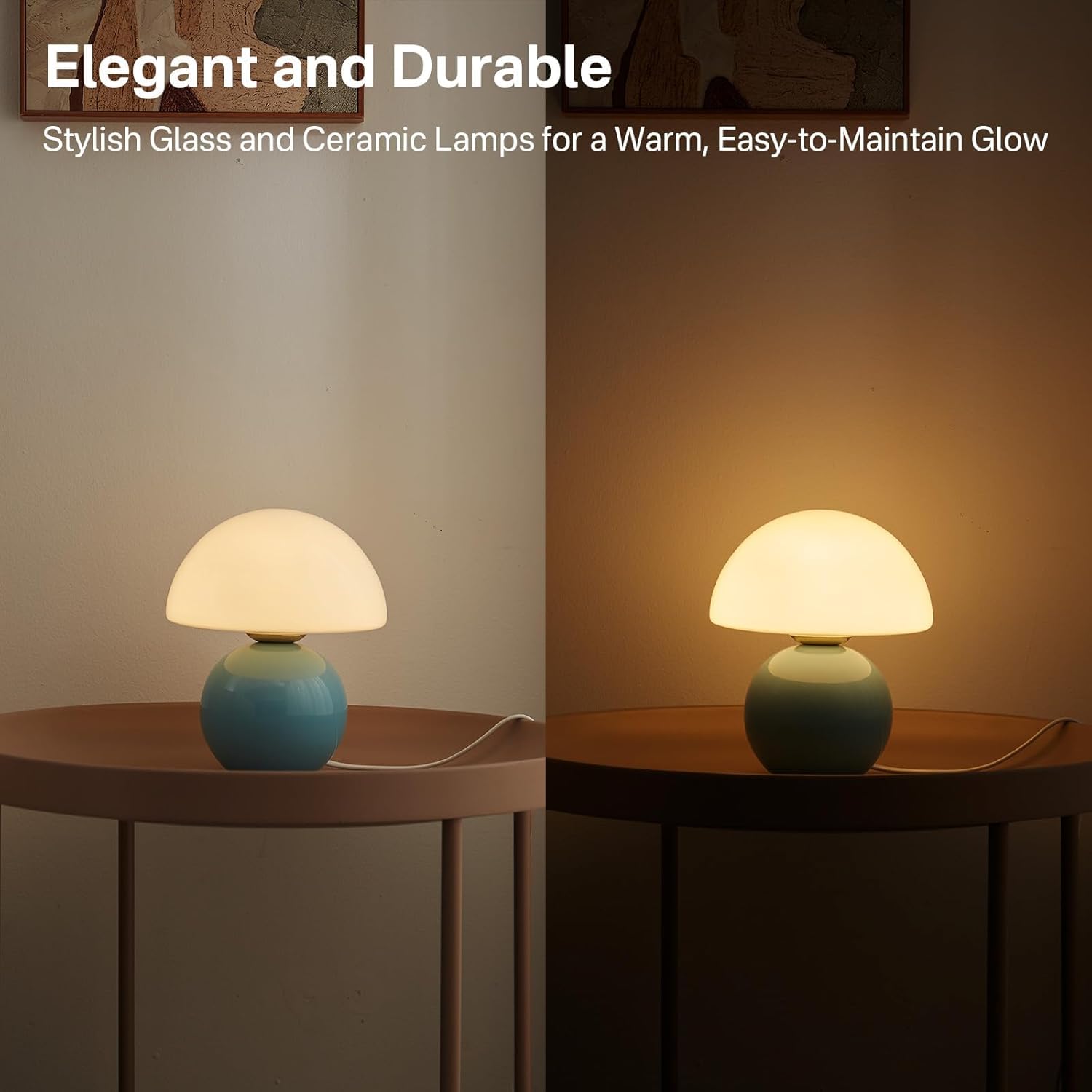 Dawnwake Mushroom Table Lamp - Cute Mini Modern Design, Blue - Perfect for Bedroom & Living Room, Model DAWN-001