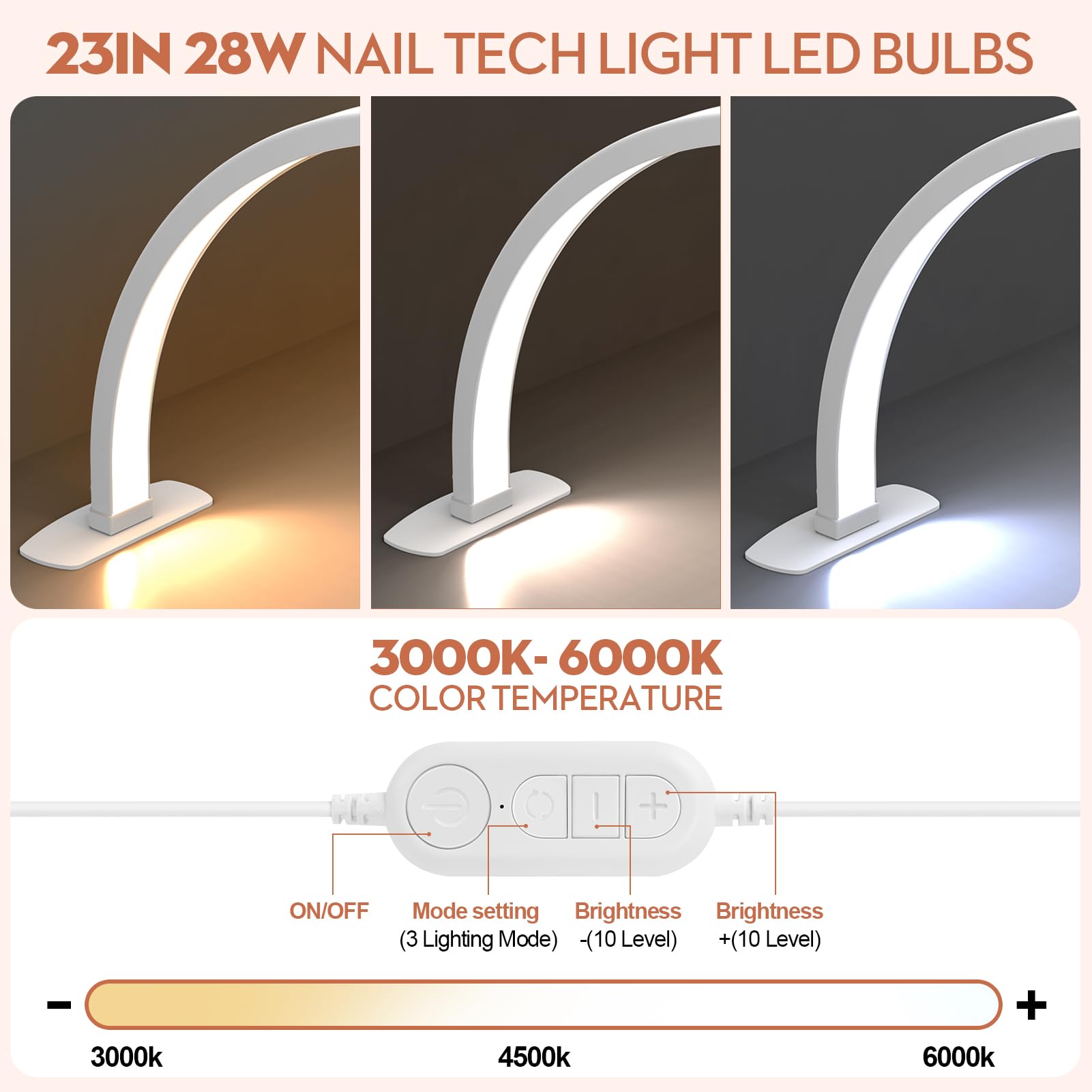 Premium Small Half Moon Led Light For Nail Tech, Foldable Arch Light For Nail Desk Lamp With Phone Stand Perfect For Manicure Ha