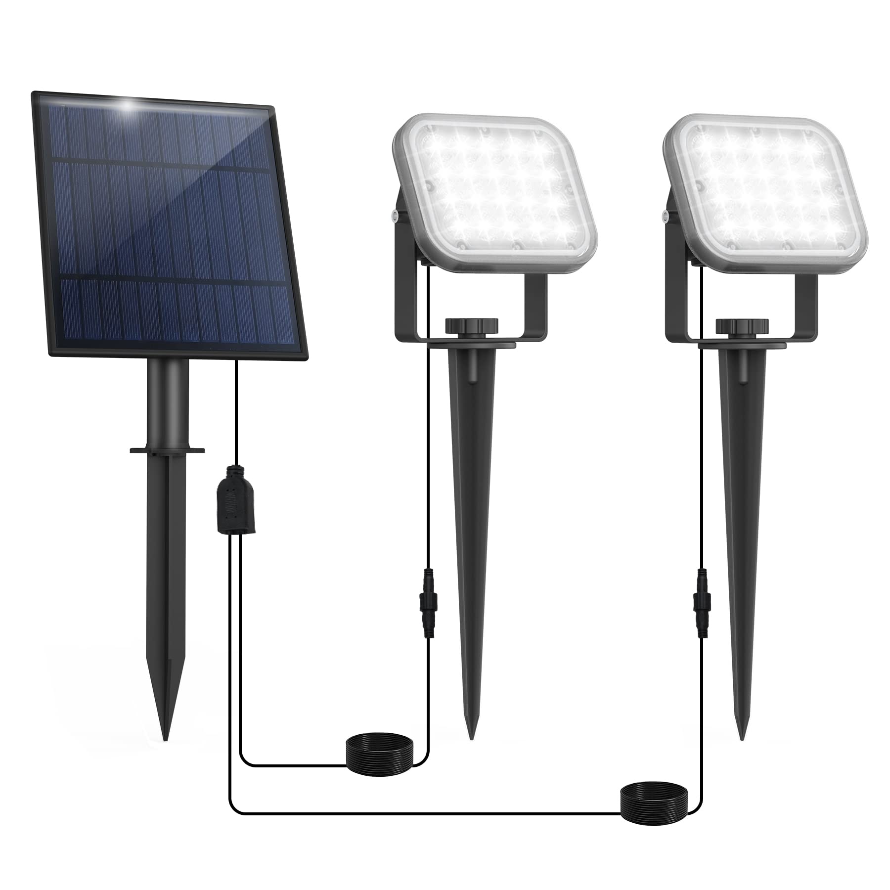 Crepow Solar Spot Lights - 20 Led Waterproof Landscape Lights, Dusk-To-Dawn, Cold White, 2-In-1