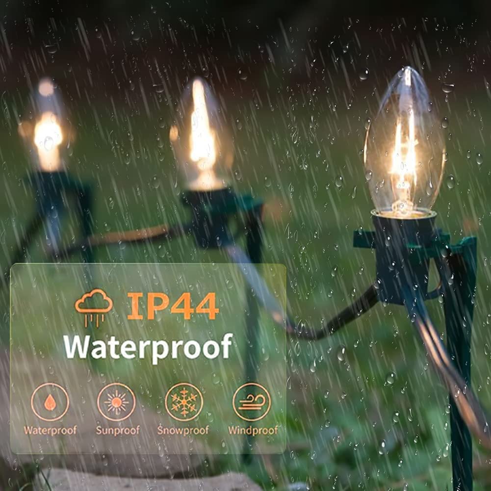 C9 Clear Christmas Lights 25Ft Outdoor Christmas String Light With 26 Clear Light Bulbs, Traditional String Light Hanging Roofli