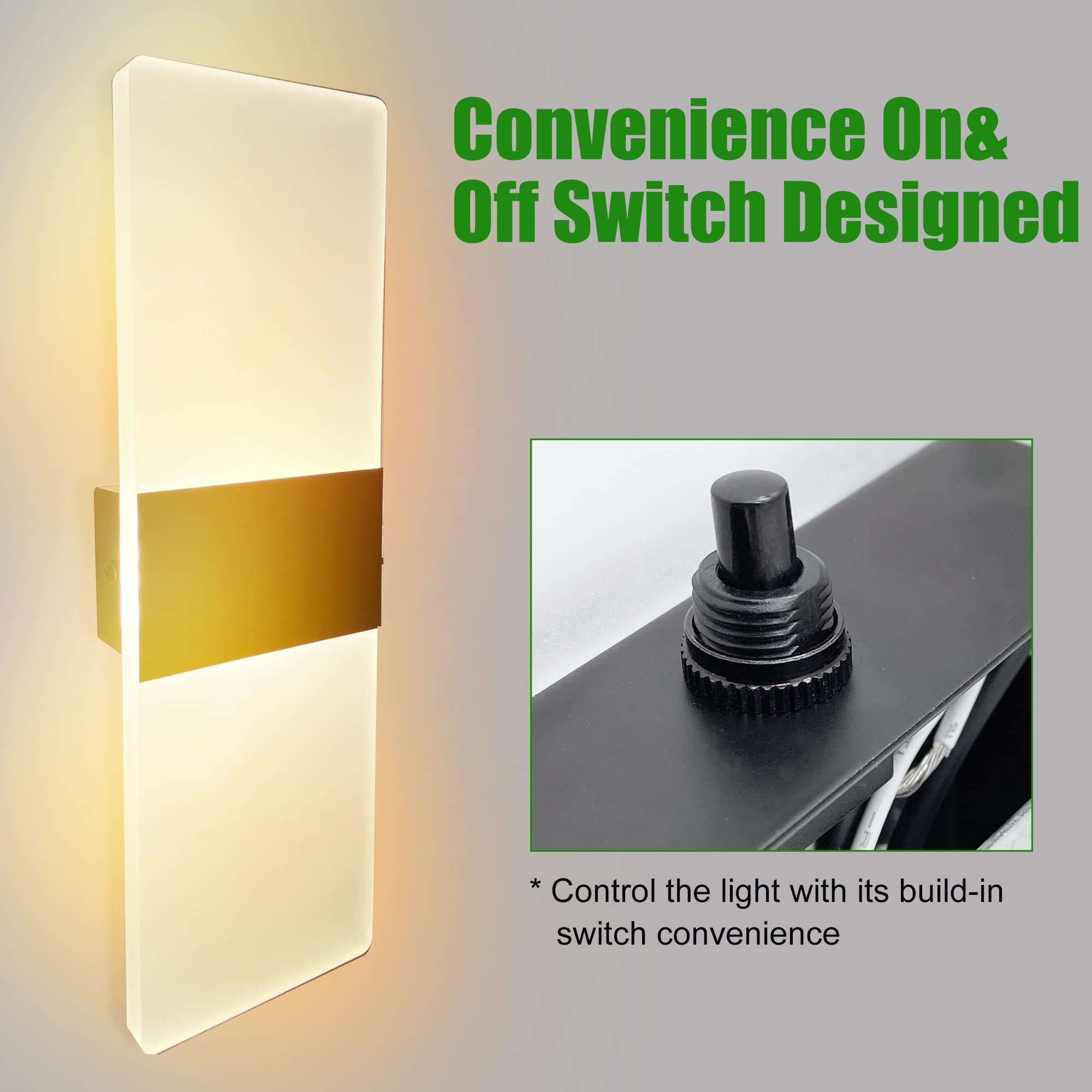 Homdec 2Pack Rv Led Wall Sconce With Switch, 12Volts Rv Interior Vanity Light Fixture With Acrylic Lens, Led Bedside Light For Rv Motorhome Camper Trailer