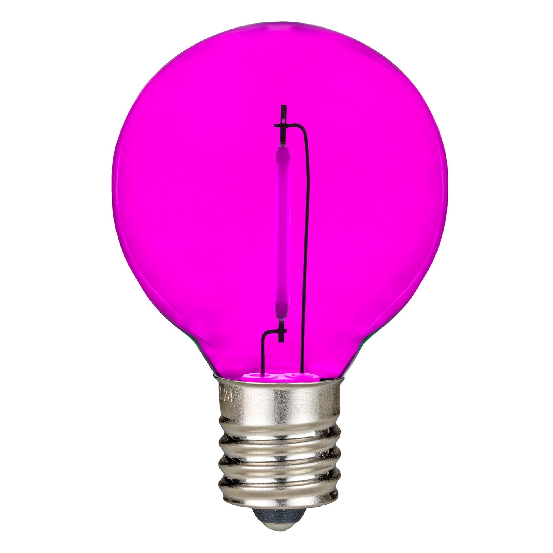 Novelty Lights 25 Pack Pink G40 Led Filament String Light Bulbs  E12/C7 Candelabra Base  5 Watt Equivalent  Shatterproof Replacement Bulbs For Patios  Canopy Lighting