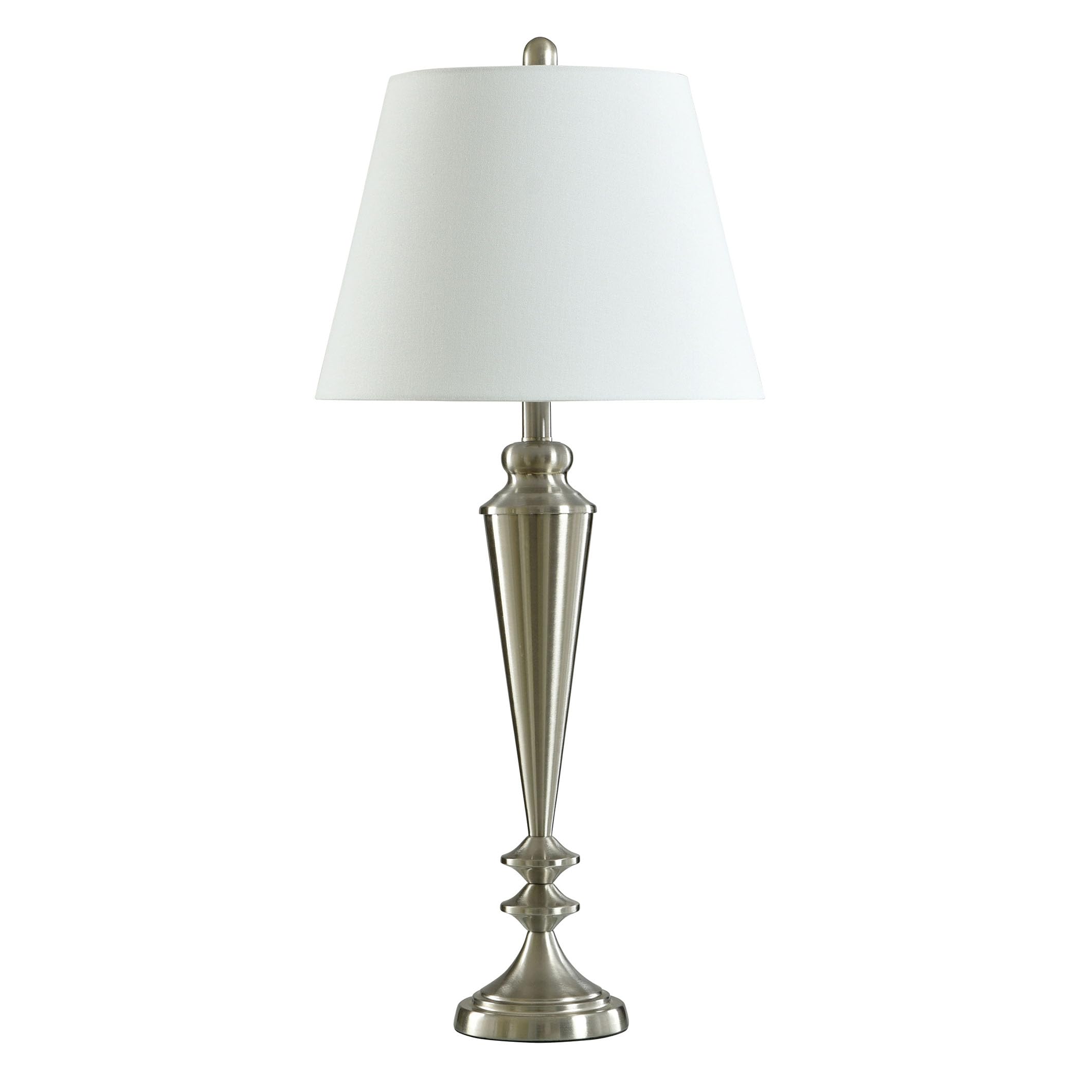 34 Brushed Steel - Steel Table Lamp - White Shade