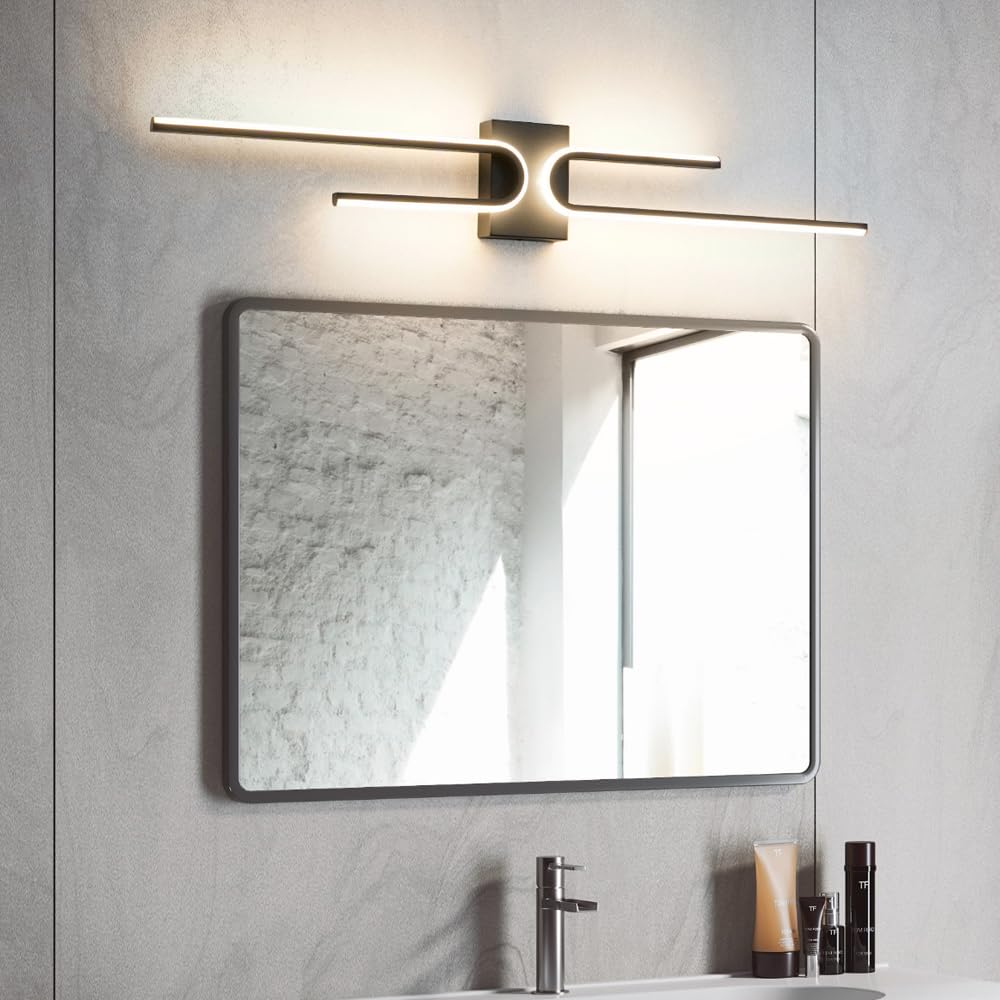 OIYIO Black Bathroom Vanity Light Fixture, 3CCT Dimmable LED Wall Sconce, 39.17in Long, Metal, Model 240910