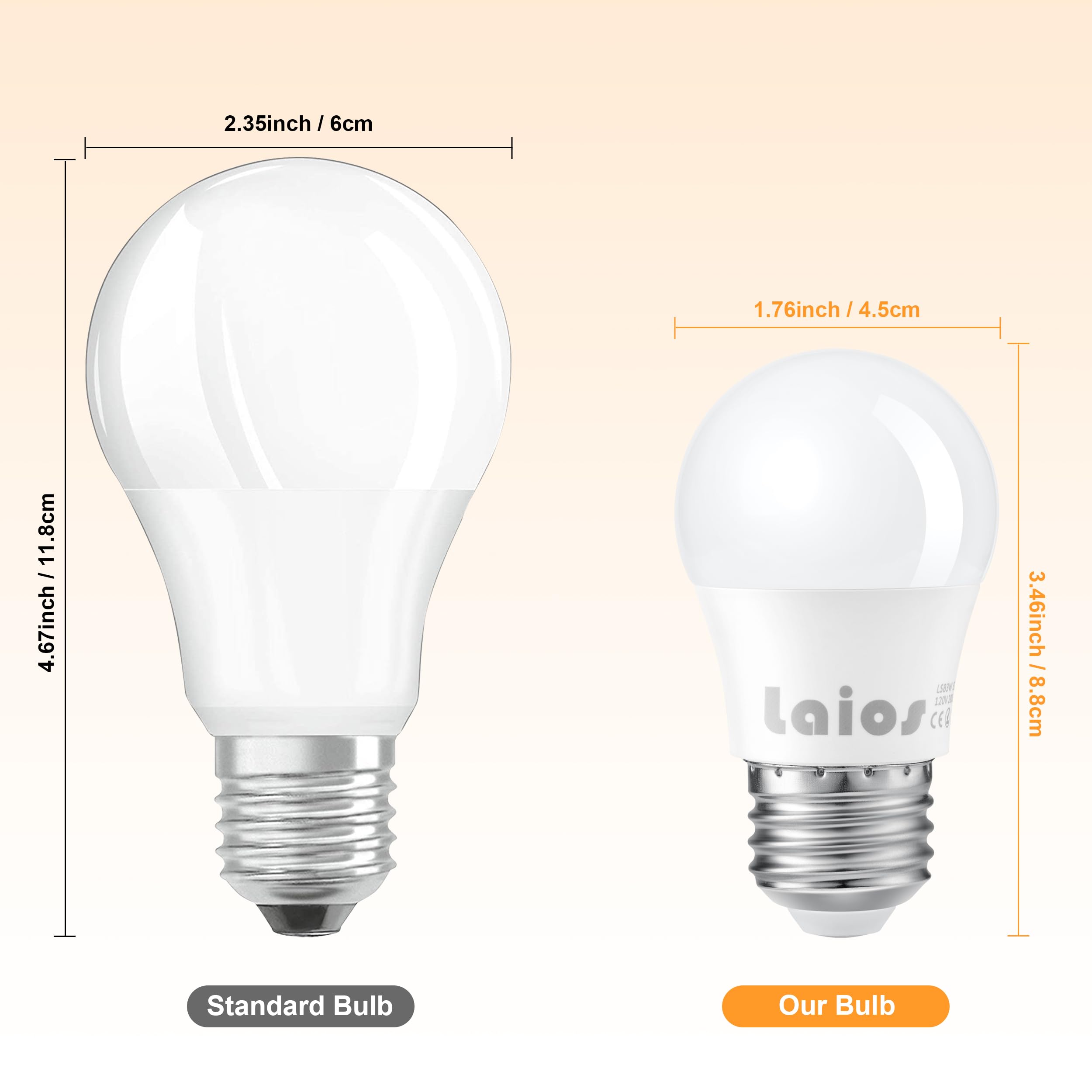 Laios E26 Led Light Bulb A15 Shape, 3W Replace 30W, 300Lm, Soft White 2700K, 120V Medium Screw Light Bulb, Pack Of 6, Non Dimmab