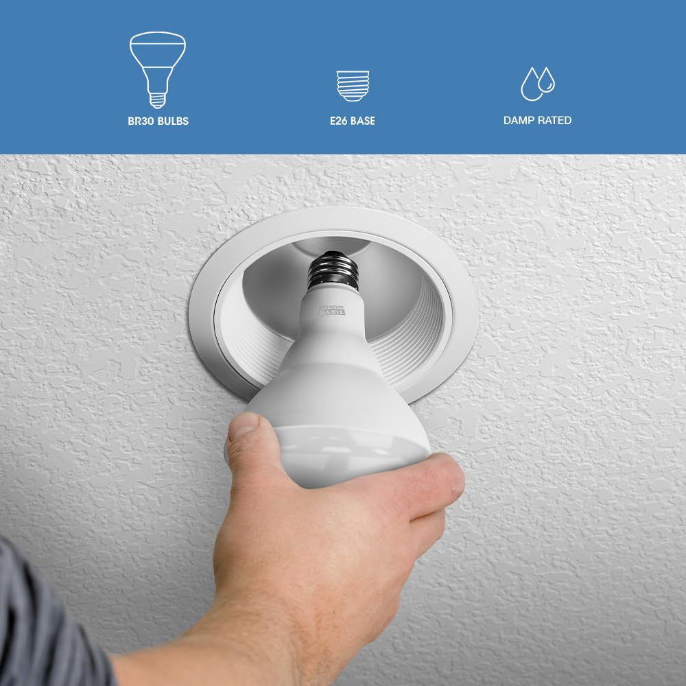 Feit Electric LED BR30 Bulbs, 65W Equivalent, 7.2W, 650 Lumens, Dimmable, 5000K Daylight, E26 Base,
