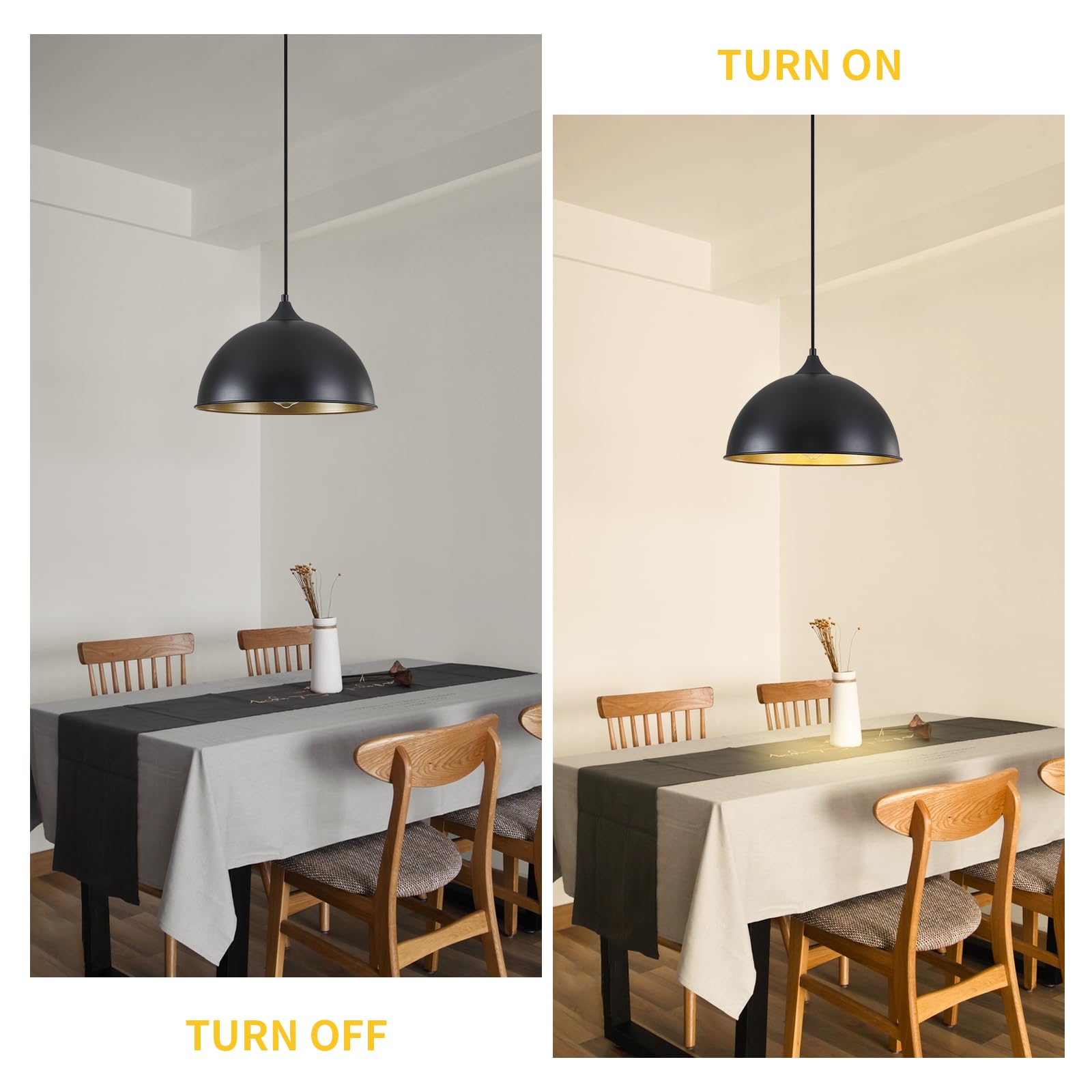 Miaybph Pendant Lighting For Kitchen Island, 2 Pack 12'' Dome Pendant Light Fixtures With Black And Gold Finish Farmhouse Indust