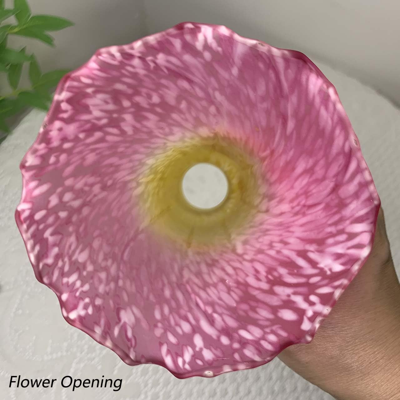 Bieye LS12 Large Lily Flower Blown Glass Lampshade, Yellow Pink, I.D. 1.26" x O.D. 1.5"