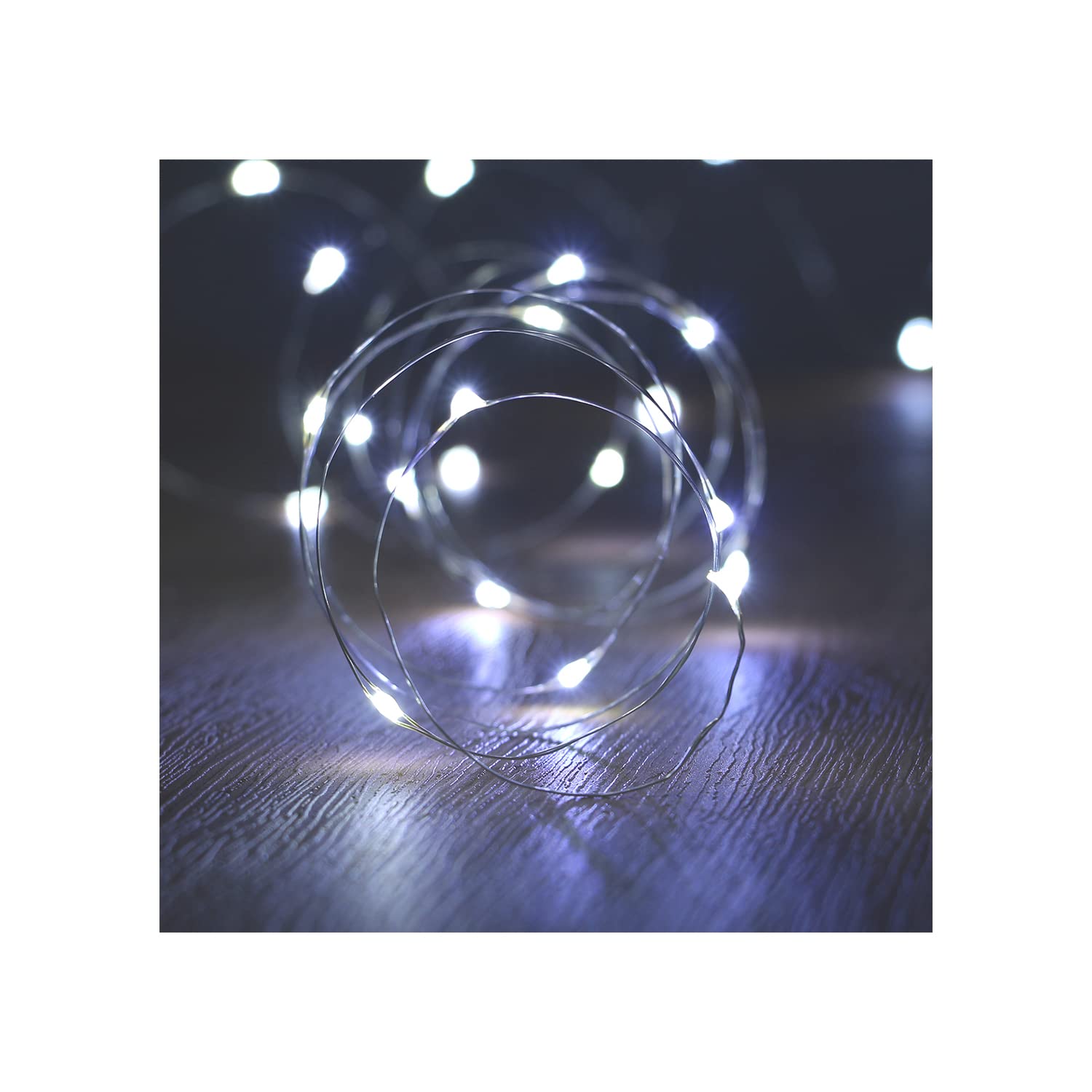 XINKAITE Fairy String Lights, 30 Micro LEDs, 10Ft Silver Wire, Battery Operated, Cold White, Model TKD-LED024