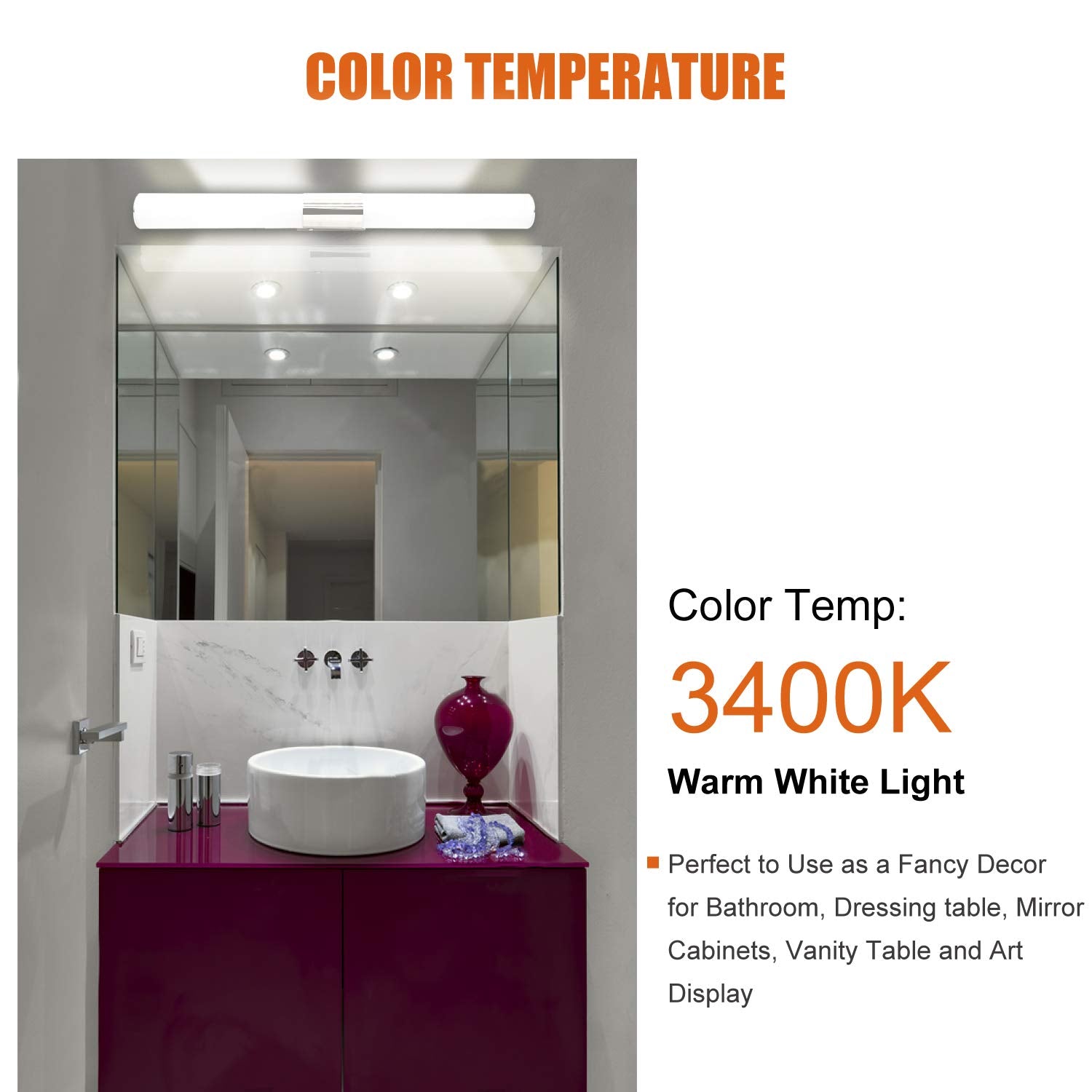 Facon LED RV Wall Sconce, 12V Bathroom Mirror Light, 16.7 Inch, Chrome, Model LF1917-005