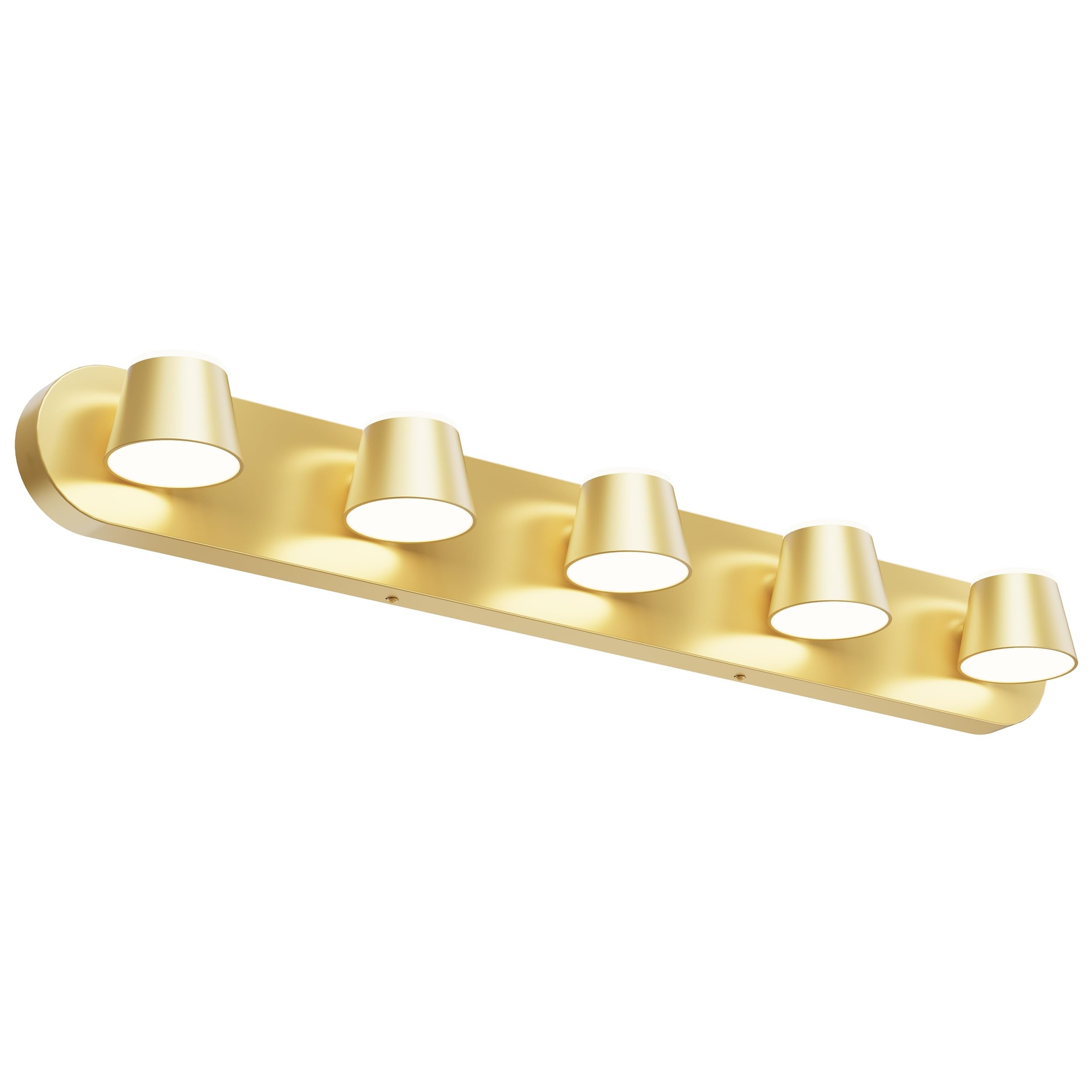 URSOLA 5 Light Bathroom Vanity Light Fixtures, LED Gold Metal Over Mirror, Dimmable, Model 7540GD-5T, 34 Inch