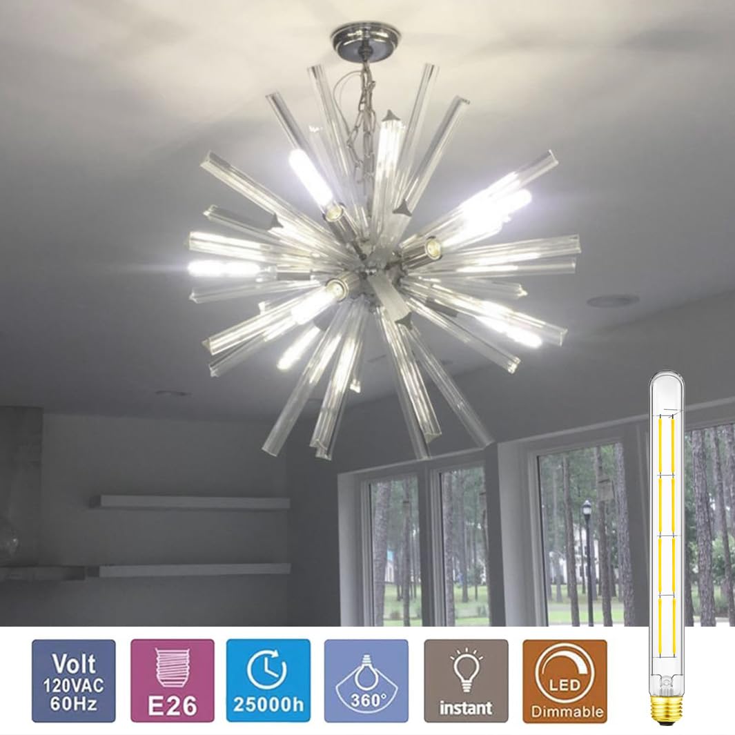 Xininsun T300 Led Bulb, 11.8 Inch Long Tubular Led Light Bulbs, 100Watt Equivalent, 1000Lm, Dimmable, Clear Glass, E26 10W T10 L