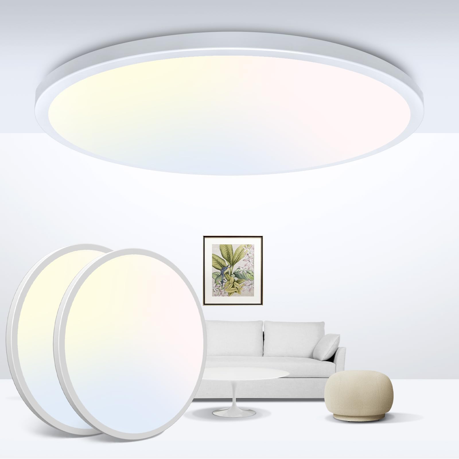 zemty LED Ceiling Light 9Inch - 24W 2400LM Small Led Lighting Fixture for Ceiling, 3000K-4500K-6000K Selectable, Super Thin & Lo