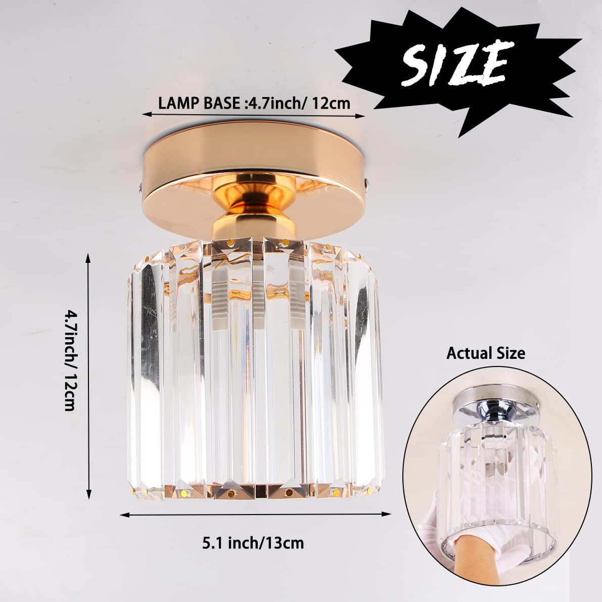 Frixchur Crystal Ceiling Light Mini Crystal Chandelier Modern Ceiling Lamp Close To Ceiling Lighting Fixture For Hallway Kitchen