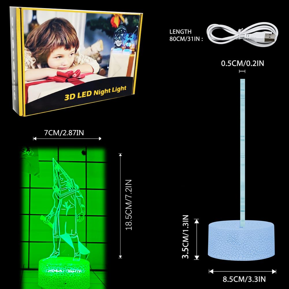 Mzcyfuy 3D Night Light, USB Desk Lamp with Remote, 16 Color Changing, Multicolor, Model ZRKJ01, Home Decor Gift for Kids