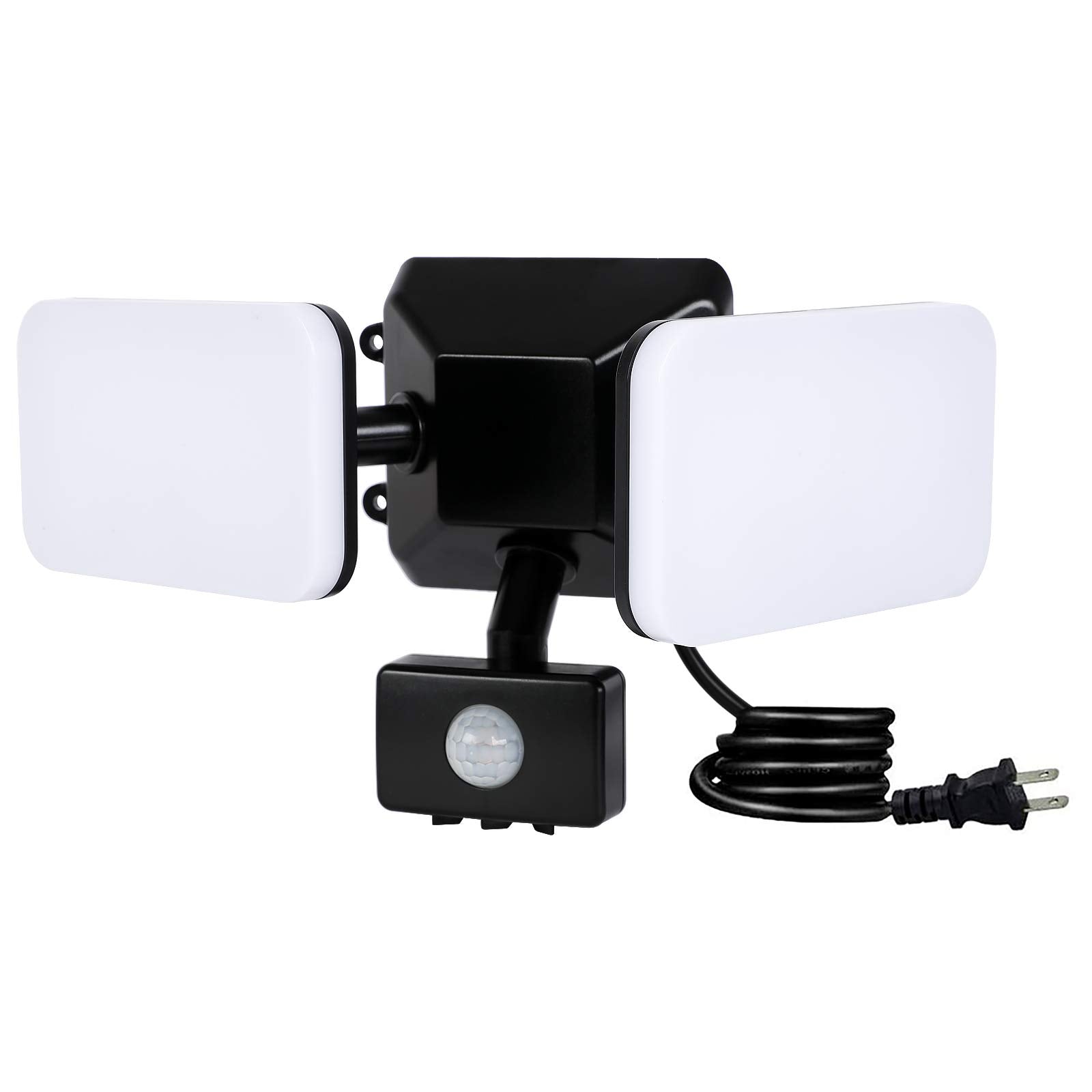 Haian Support 20W Waterproof Motion Sensor Led Security Light - Dual-Headed, 1800Lm, Black