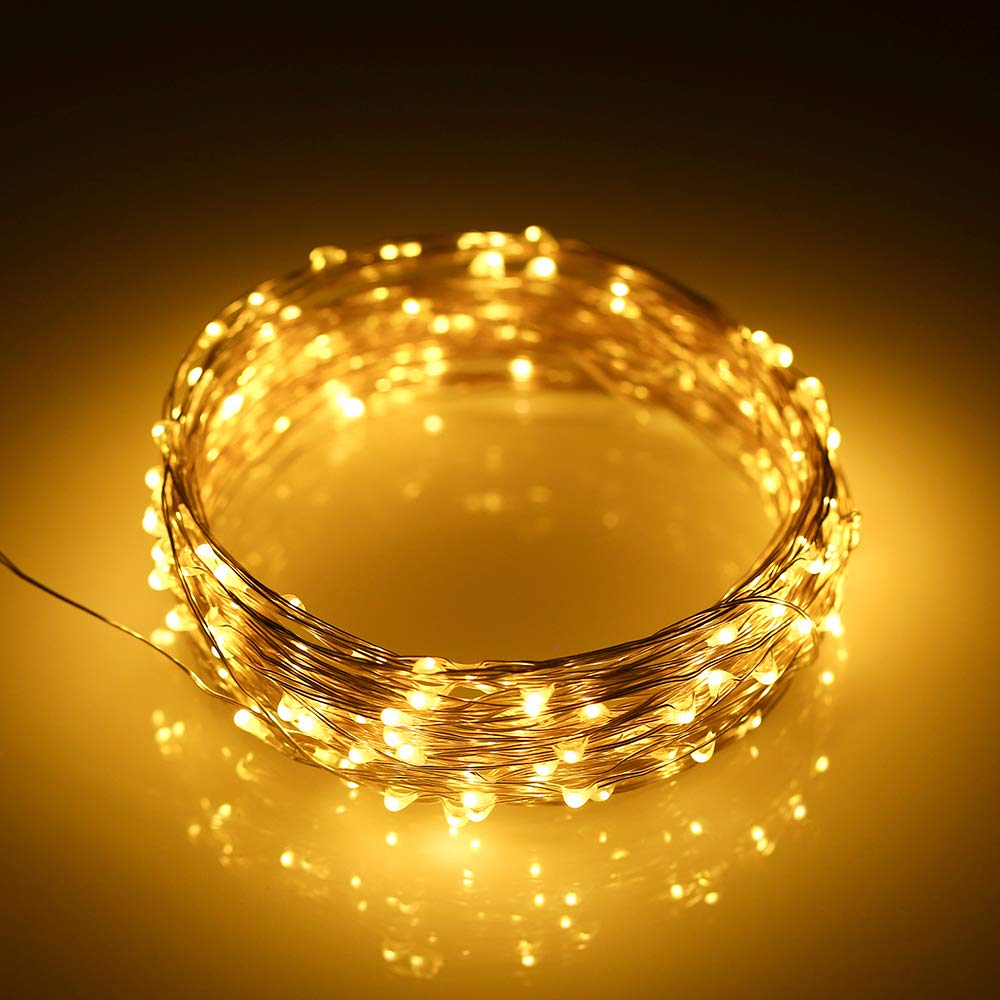 Mikasol Fairy Lights Battery Operated, 8 Pack Mini 3*Aaa Battery Powered Copper Wire Led Starry String Lights Firefly Lights For Bedroom, Christmas, Parties, Decoration (5M/16Ft Warm White)