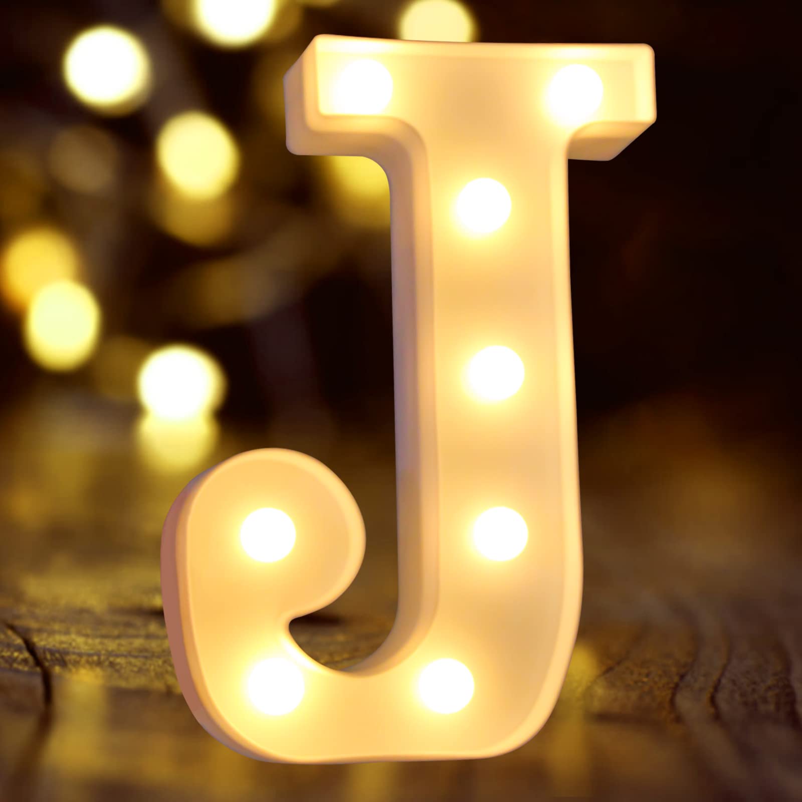 Laerjin Light Up Letters, Marquee Letters With Lights, Decorative Led Light Up Number, Light Up Number Sign For Night Light Wedding Birthday Party Christmas Home Bar - Letter Lights-J