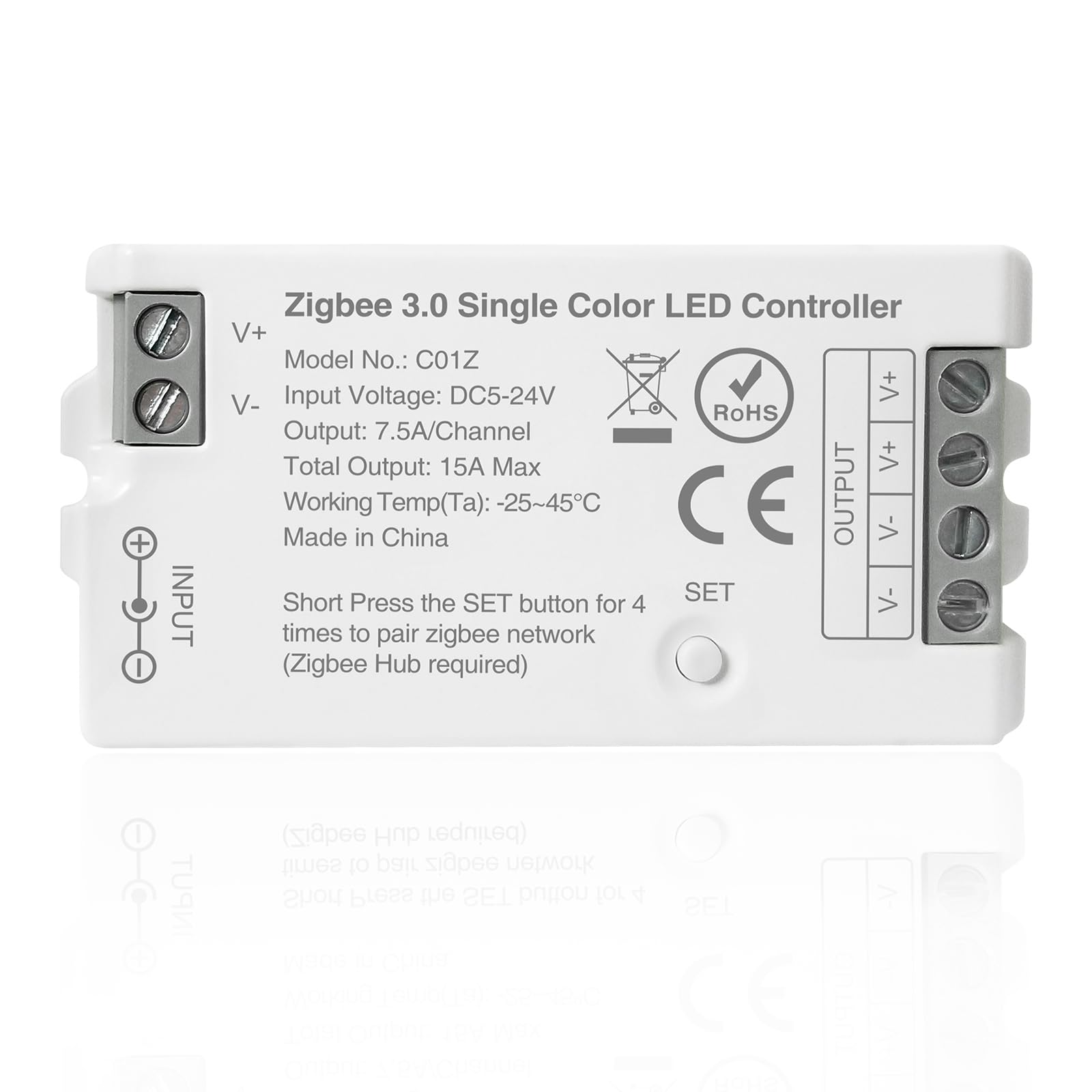 TUNICHX ZigBee 3.0 LED Controller C01Z Single Color PWM LED Strip Bulb Dimmer Compatible with Echo Plus Philip H-UE Home-kit Zig