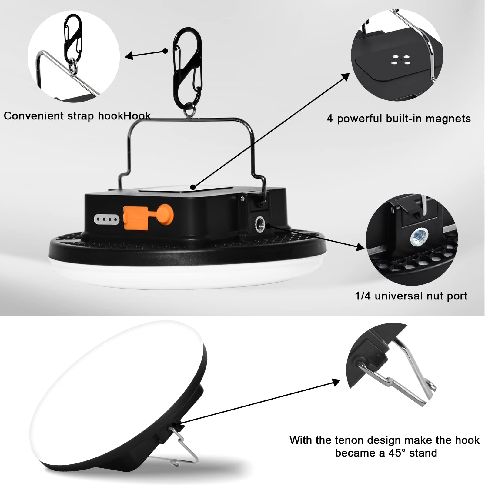 Iodoo 16500Mah 60W Rechargeable Camping Light With Remote 3000Lm 2700/4000/6500K Led Camping Lantern Portable Waterproof Tent Light Power Failure Emergency Survival Kits For Fathers Day Gift