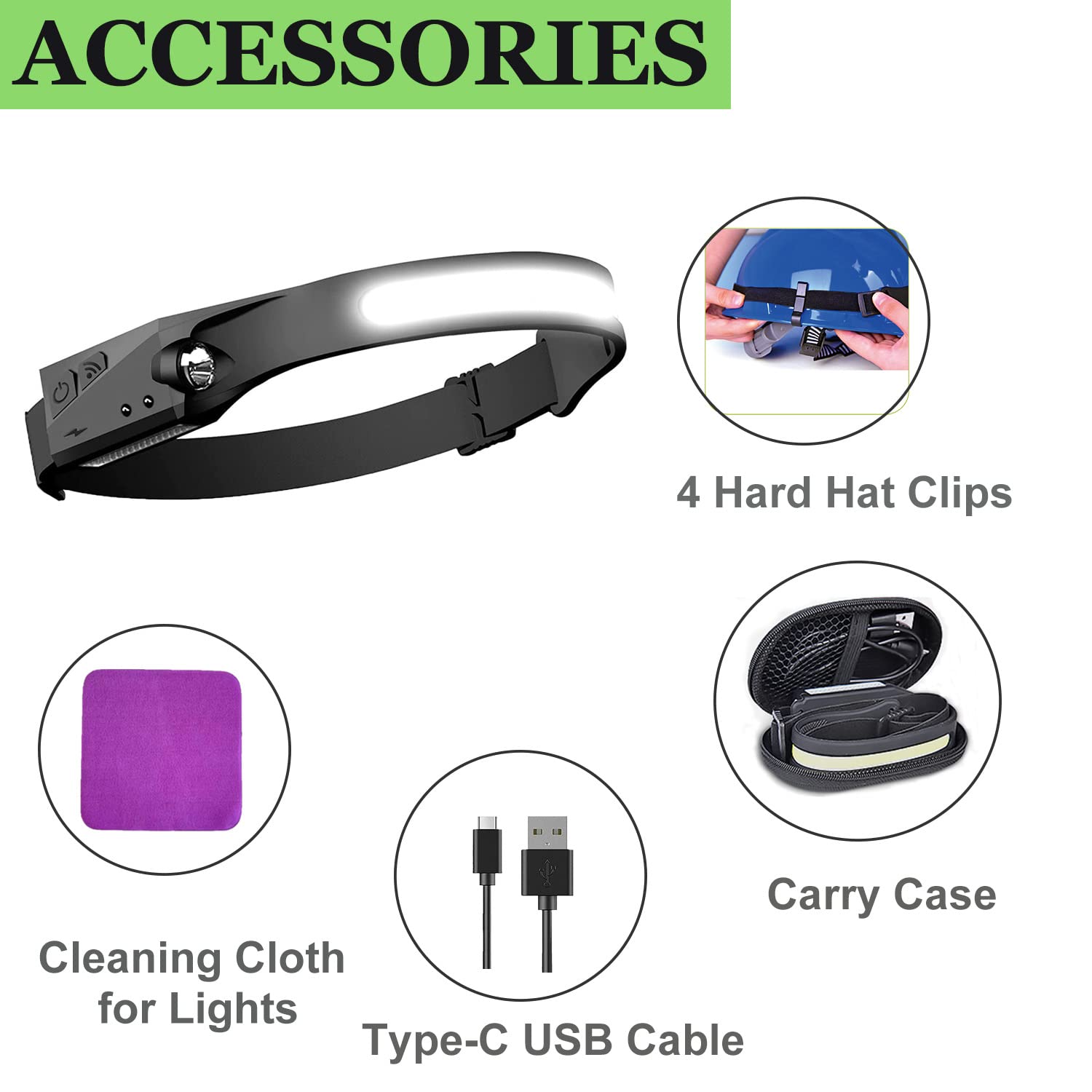 MAXME100 Rechargeable Headlamp - 1200 mAh, Motion Sensor, 4X Brighter, 2 Pack, White, Model LX200