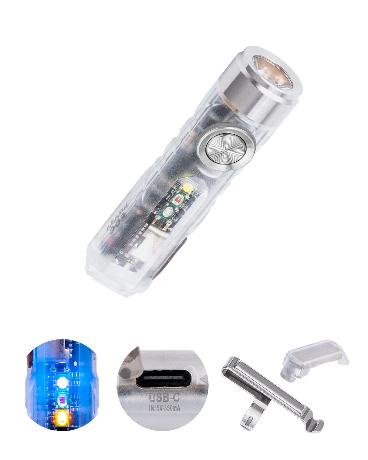RovyVon A8U USB-C Aurora EDC Flashlight, 650 Lumen, Magnetic Clip/Base, 6500K LED, Keychain Light
