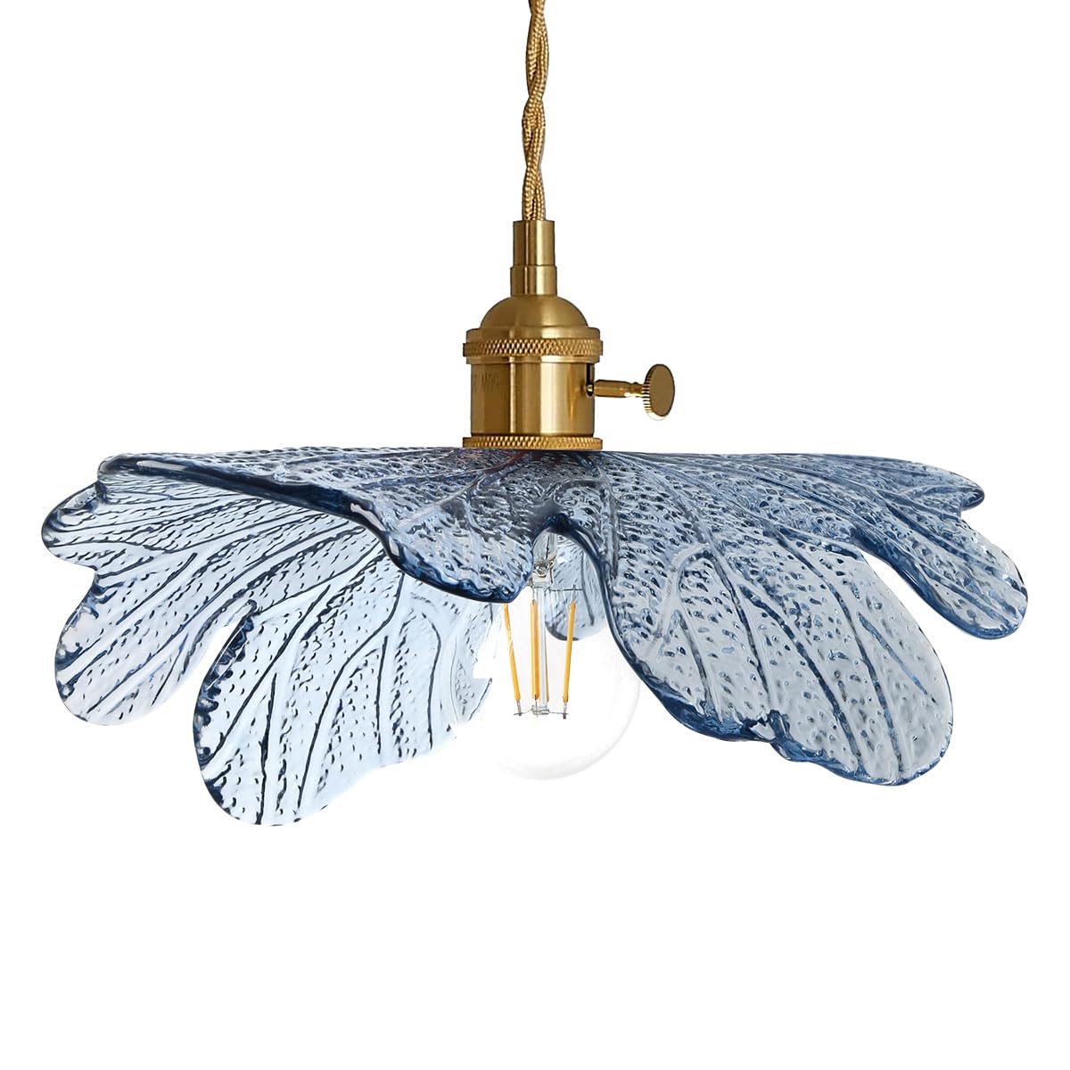 vintage pendant light glass pendant light Brushed Brass Pendant light fixtures Farmhouse Pendant Lighting with blue Glass Shade 
