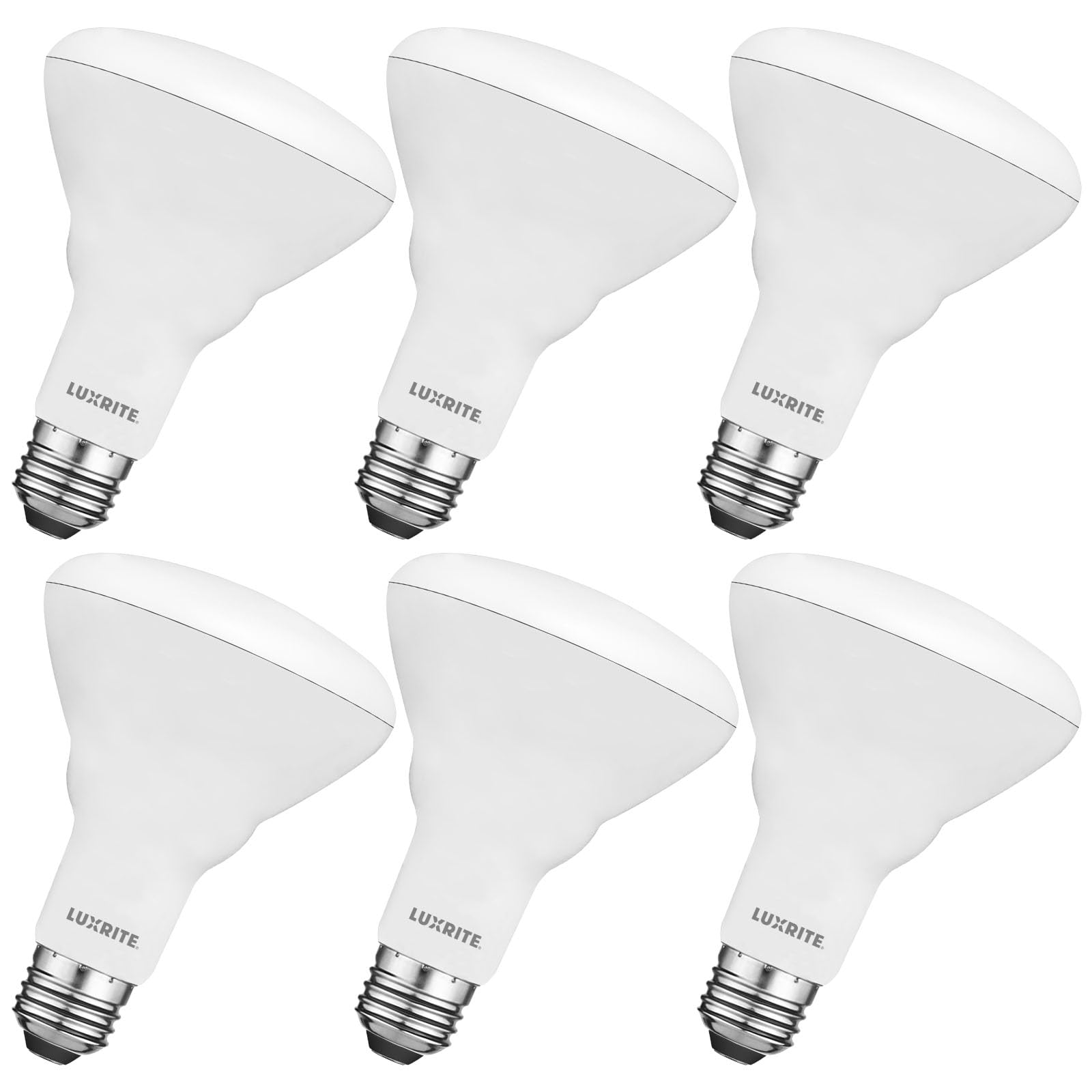 LUXRITE BR30 LED Bulb 6-Pack, 65W Equivalent, 3500K Natural White, Dimmable, 650 Lumens, E26 Base, Energy Star