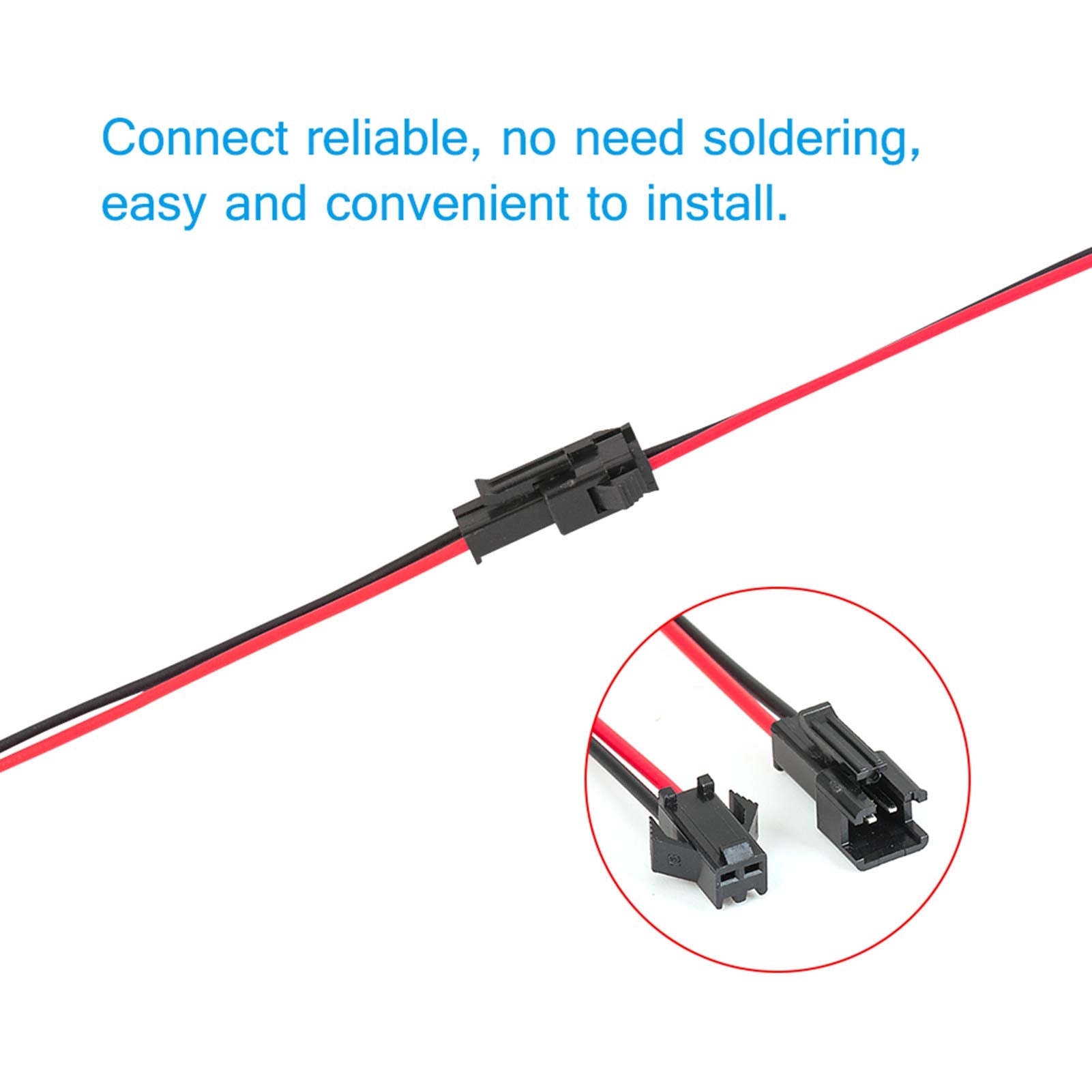 Jst Sm Connector 40 Pack, Vandesail Sm 2Pin Jack Plug Male To Female Wire Connector Adapter Electrical Cable For Led Light Strip 20 Pairs 10Cm (Jst Sm 2 Pin Connector)