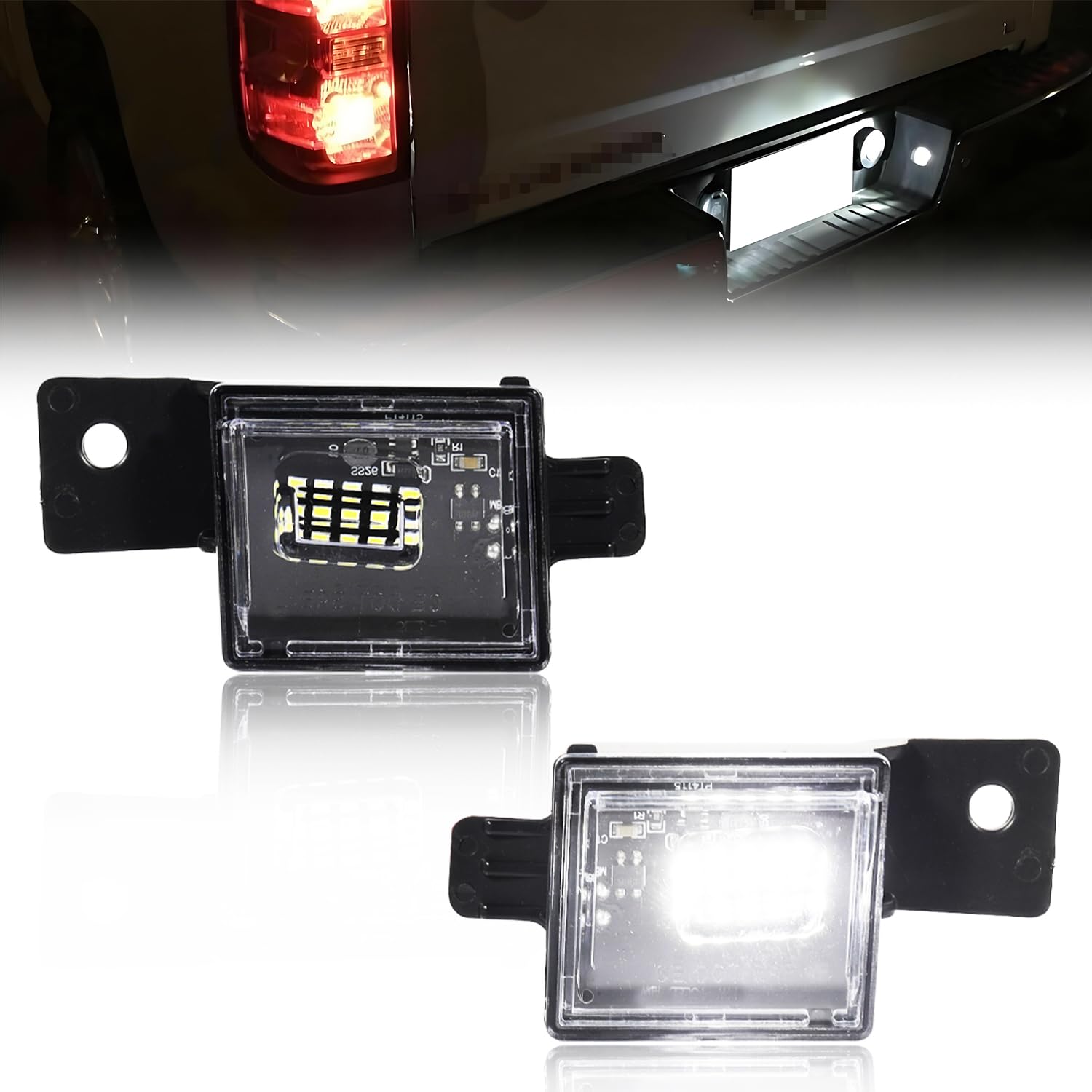 GSOWO LED License Plate Lights for 2014-2023 Chevy Silverado, GMC Sierra, 6000K White Light, 2 Pcs