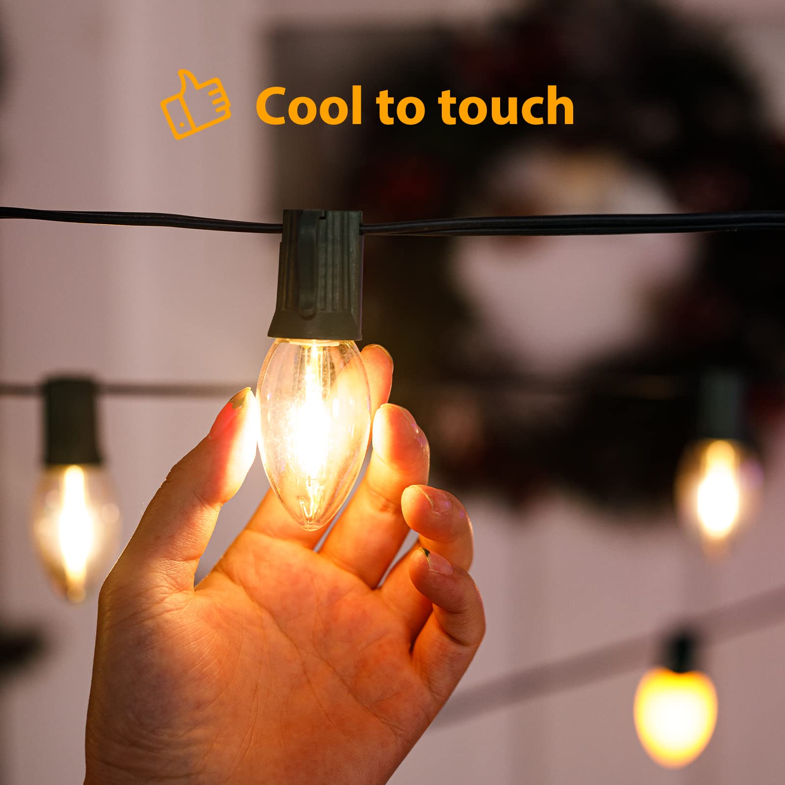 Minetom C9 LED Christmas Light Bulbs, 25 Pack, Shatterproof, Warm White, E17 Base, Dimmable Holiday Lights