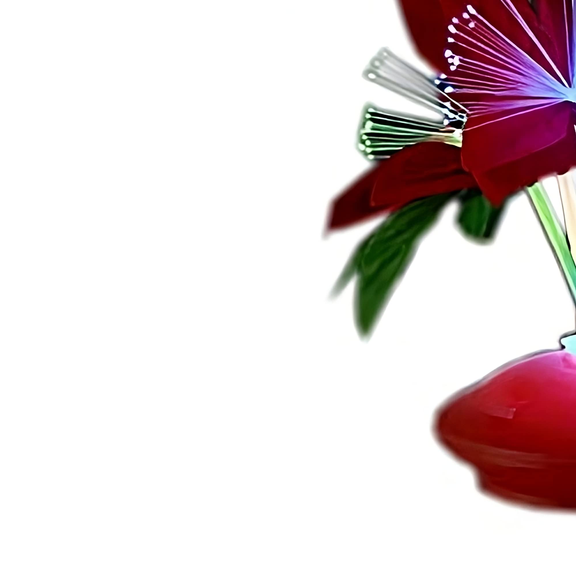 blinkee Festive Luminescent Poinsettia Centerpiece - Fiber Optic Floral Display, 11.5in x 5.5in, Plastic, Blue/Green/Red, Model F