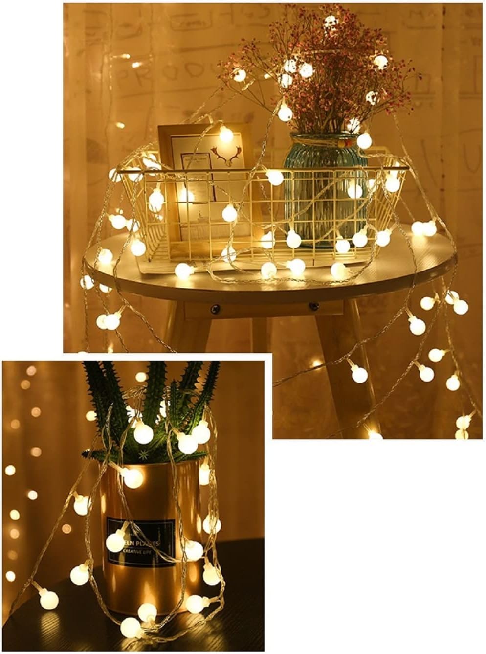 Generic 33ft 80 LED Globe String Lights - USB Powered Warm White Fairy Lights for Indoor/Outdoor Decor - Model NF-569