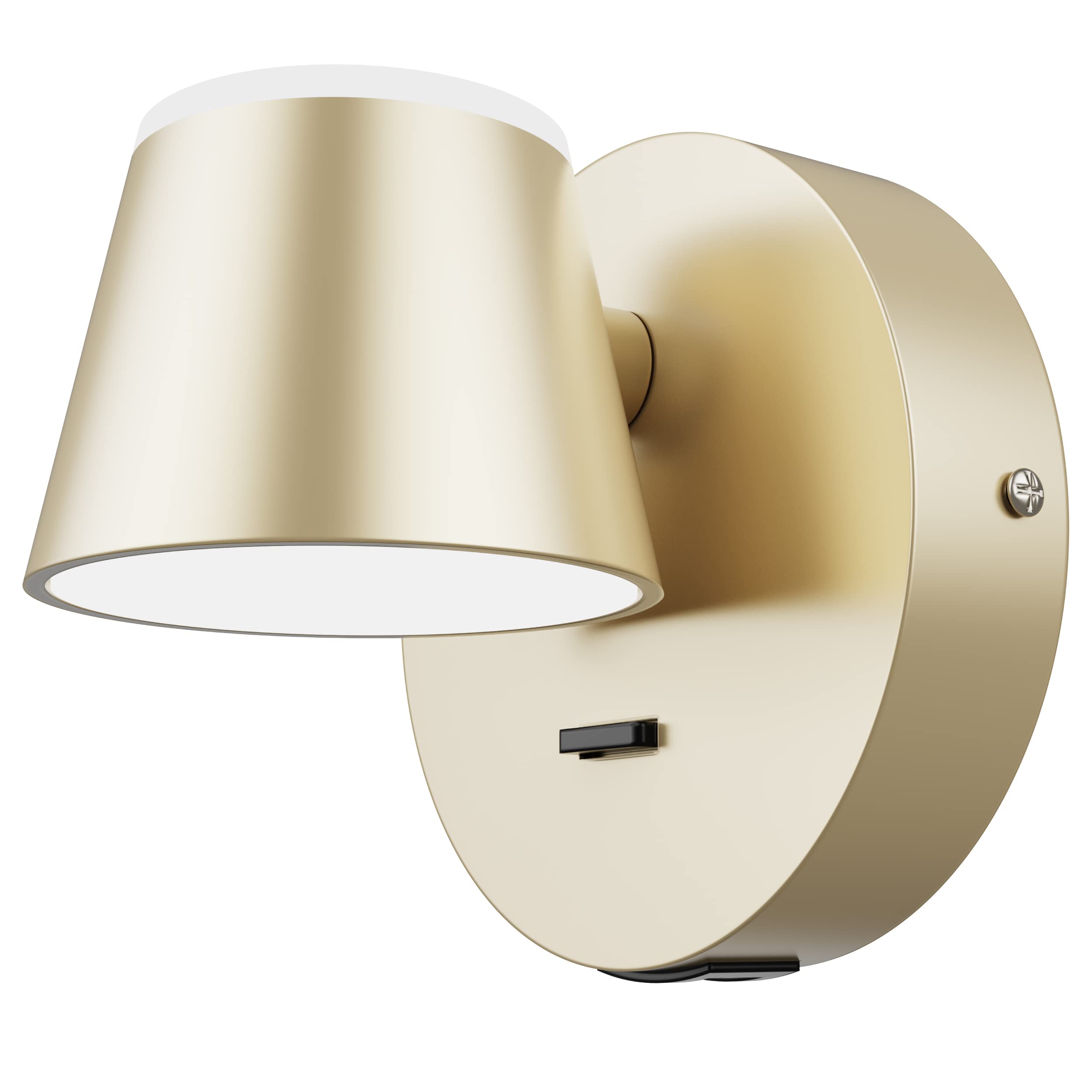 URSOLA LED Wall Sconce with On/Off Switch, USB Charging Port, 1 PC Hardwired, Metal, Champaign, Model 7540-1T