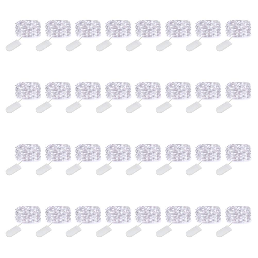MUMUXI 32 Pack Fairy Lights, 20 LED Waterproof String Lights, 7.2ft Silver Copper Wire, Cool White, Model 8541857056