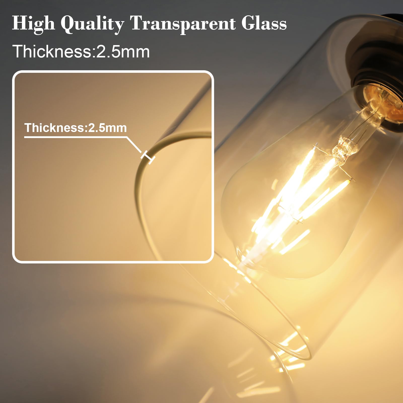 Unicozin 3 Light Vanity Fixture - Black Glass Bathroom Wall Lamp, Model RJ-WR03, Ideal for Bathroom, Mirror, Living Room, Bedroom, Hallway