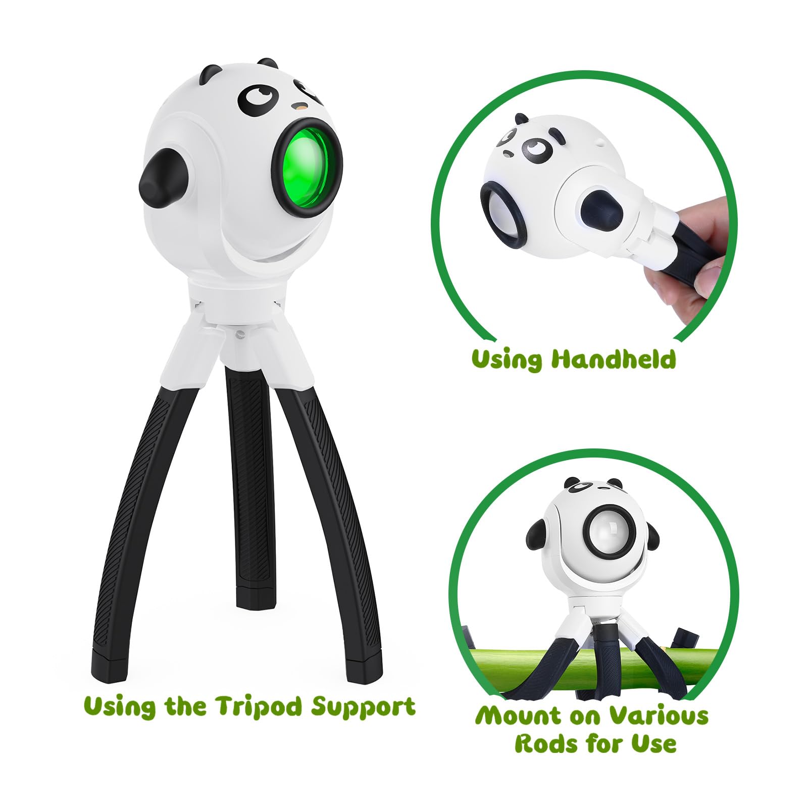 Tolys Panda Kids Flashlight - Rechargeable Led Torch With 8 Color Modes, Usb-C, Fun Flashlight For Boys & Girls, Perfect For Par