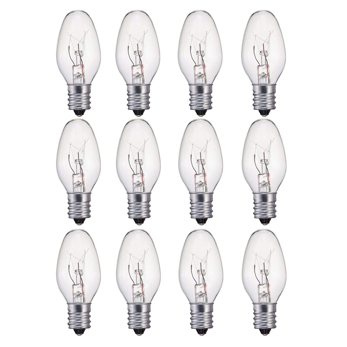 Wokhok 7 Watt Dimmable Night Light Bulbs, E12 Candelabra Base, 12 Pack, Warm White