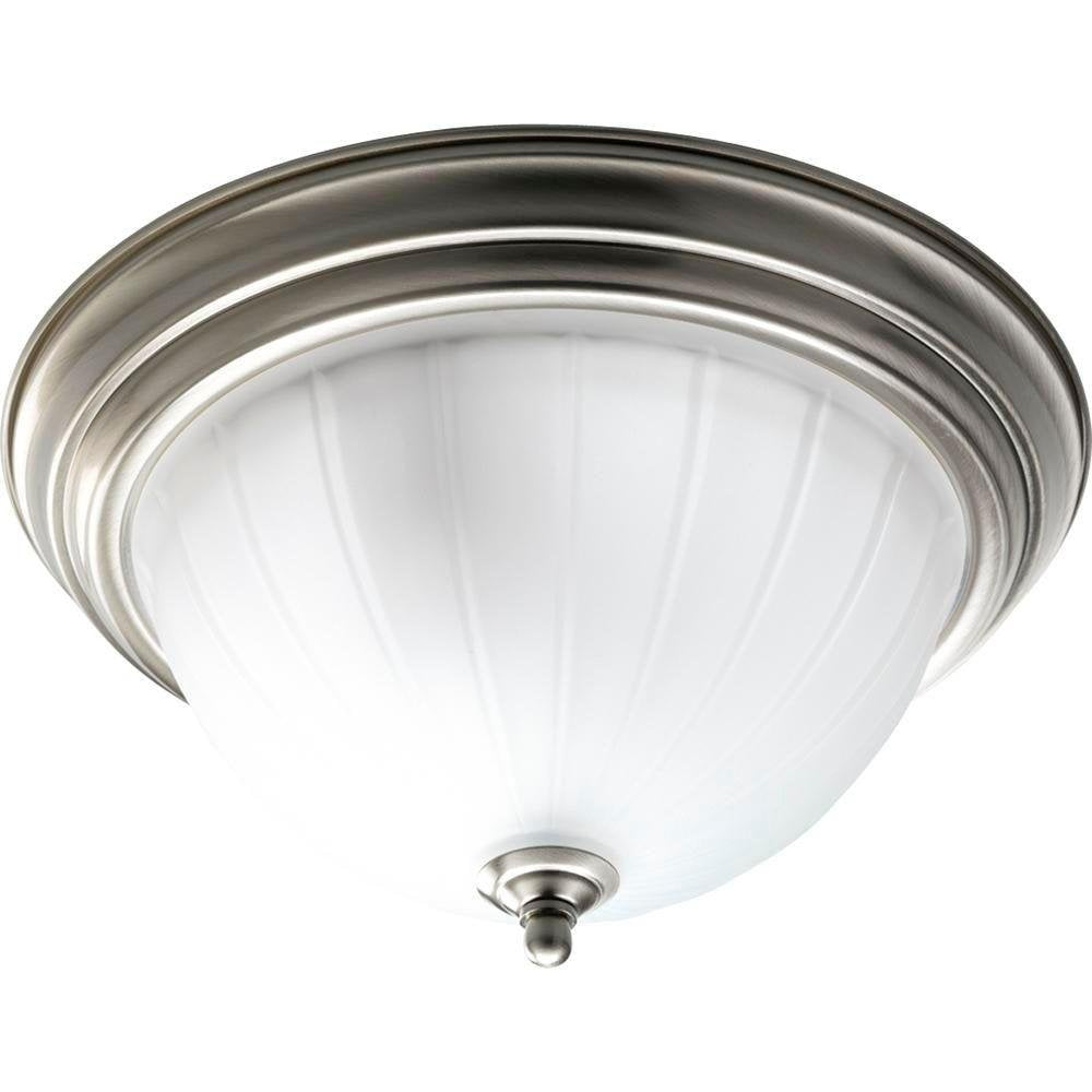Progress Lighting P3817-09 2-Light Close-To-Ceiling With Etched Ribbed Glass, Brushed Nickel