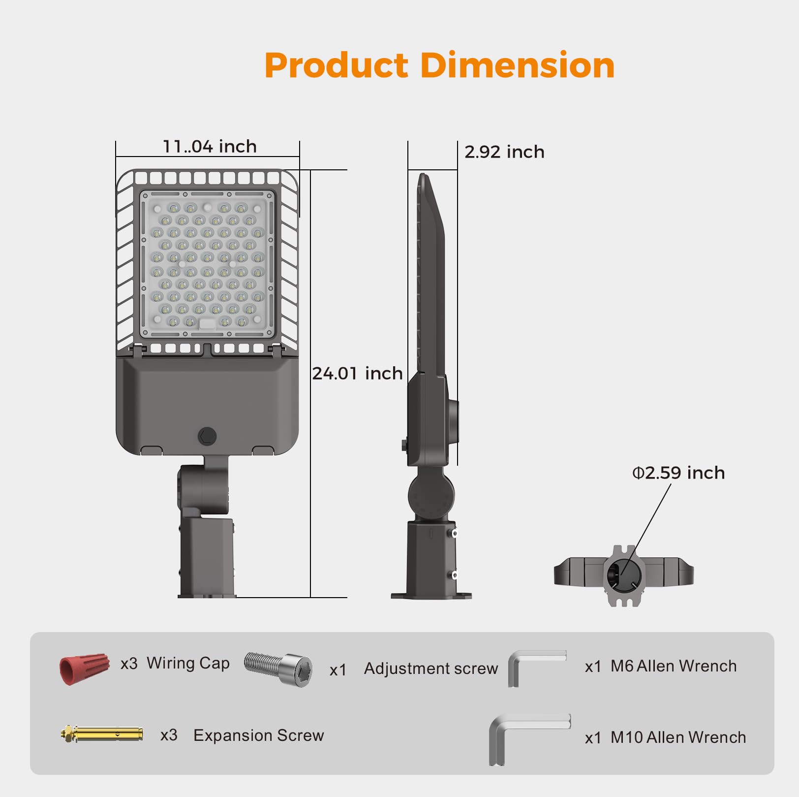 AIKVSXER 240W LED Parking Lot Light 60000Lm 6000K Dusk to Dawn IP65 Waterproof 3 Pack - Brown Aluminum